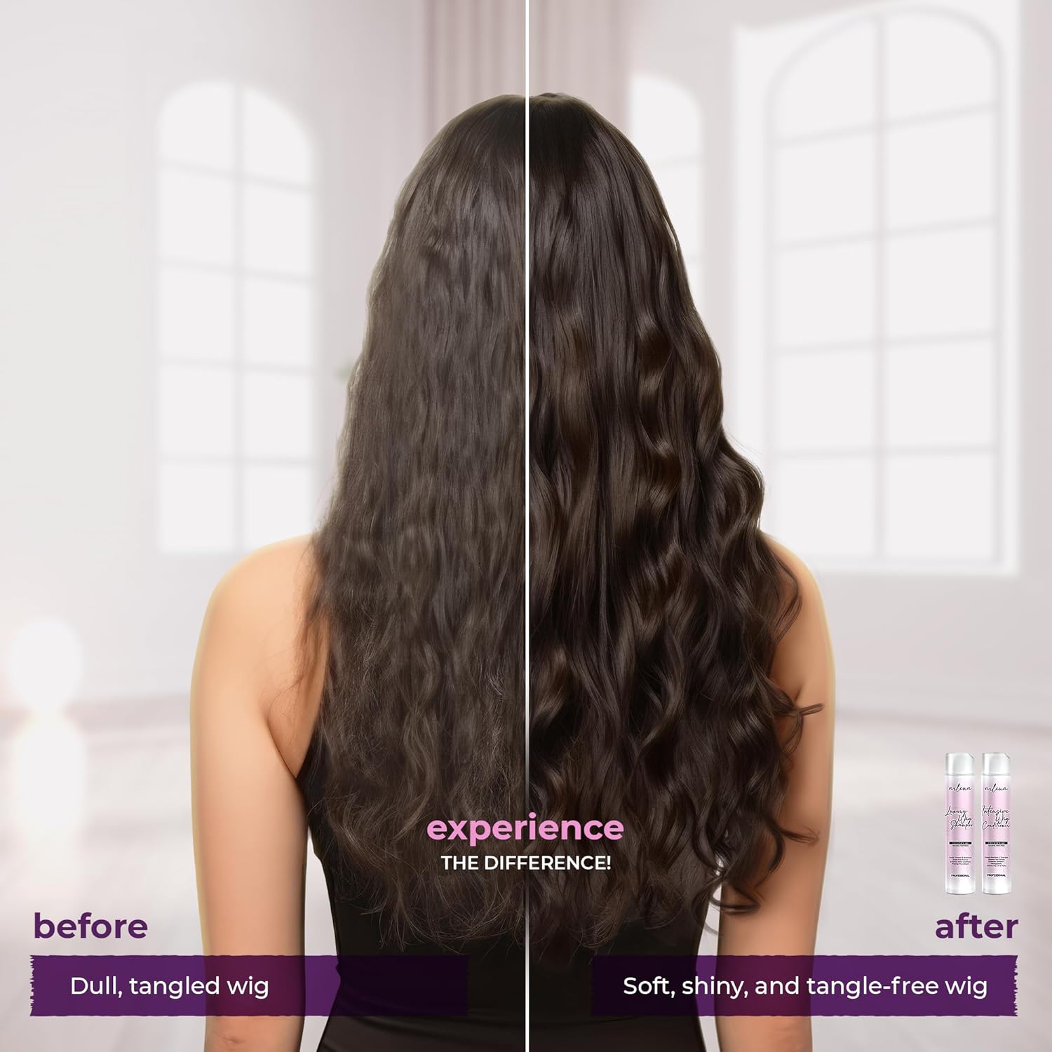 Arlena Luxury Wig Shampoo and Conditioner Set for Synthetic and Natural Hair Wigs - Made in USA, Sulfate-Free, Enhances Shine & Softness, Prolongs Wig Lifespan, Deeply Nourishes & Detangles, Clear - Image 6