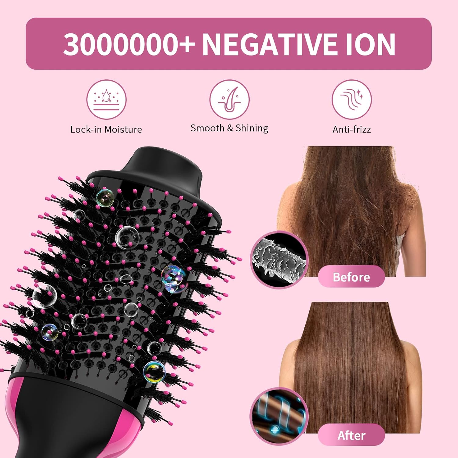 Hair Dryer Brush Blow Dryer Brush in One, Upgraded 4 in 1 Hair Dryer and Styler Volumizer with Negative Ion Anti-frizz Ceramic Titanium Barrel Hot Air Hair Straightener Brush - Image 4