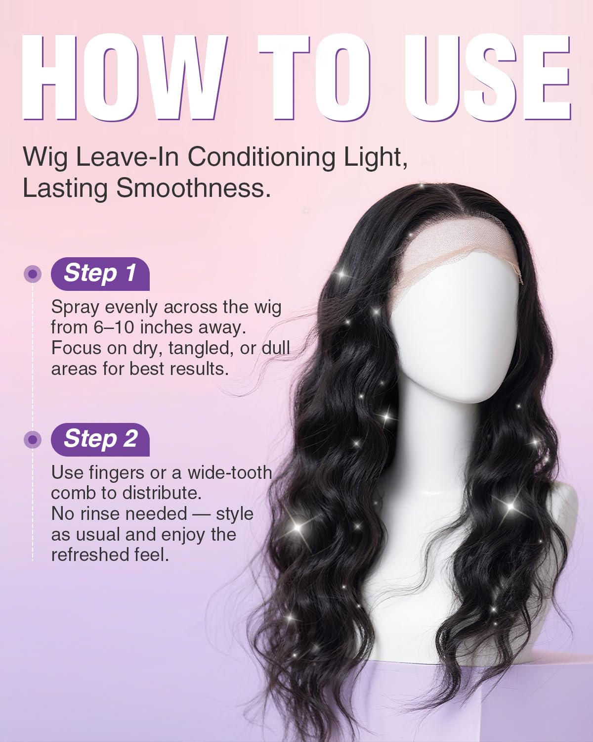 EJW Wig Leave-In Conditioner Spray – Detangles, Smooths & Refreshes – Lightweight, Non-Greasy Formula for Daily Use – For Synthetic & Human Hair – 3.38 fl. oz - Image 7