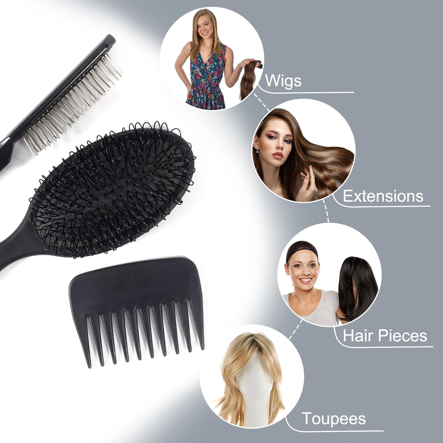 SIMPOR Wig Brushes for Synthetic, Hair Wig Comb Set, 3 Row Wire Brush Hair Extension Wire Loop 3 PCS - Image 7