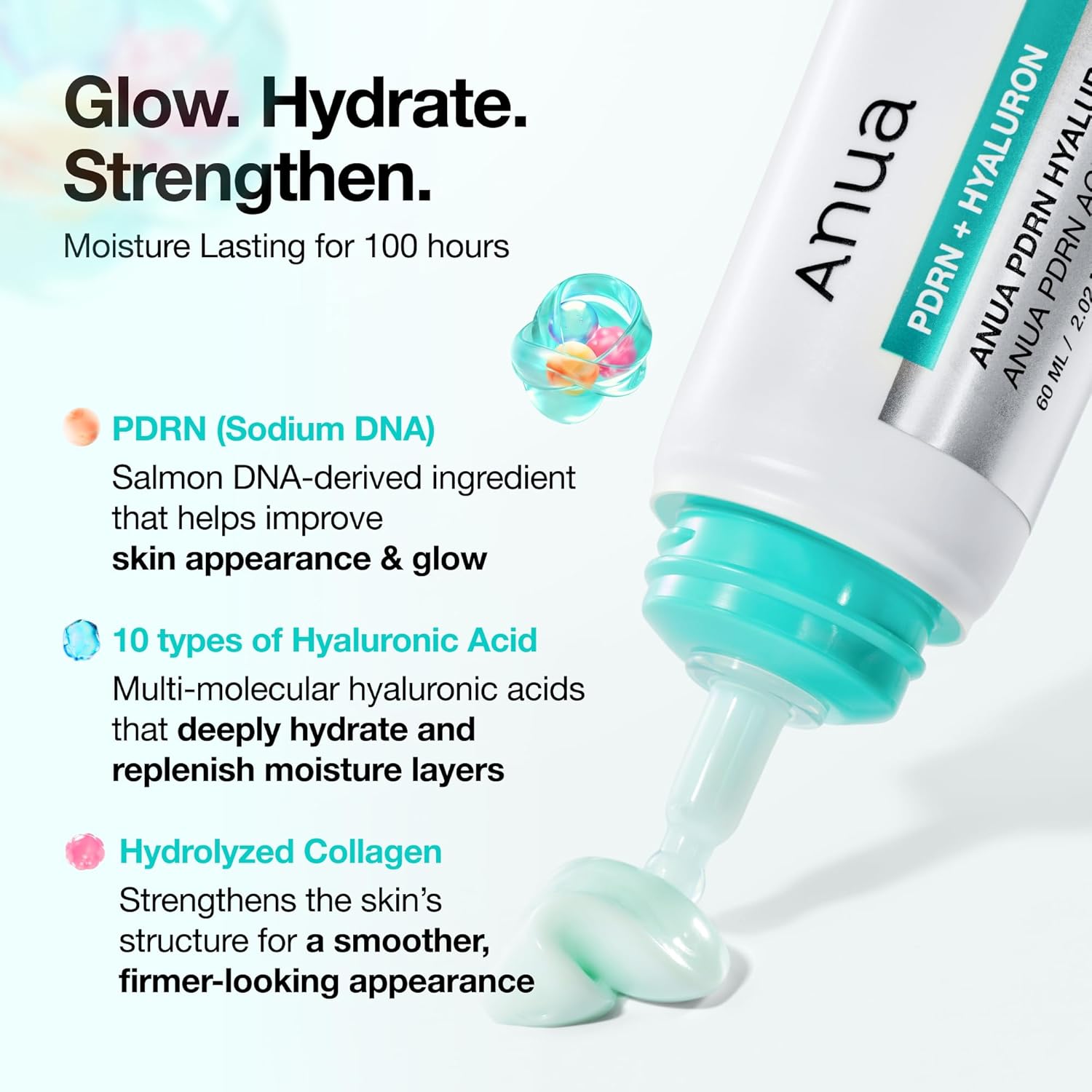 Anua PDRN Hyaluronic Acid 100 Moisturizing Cream, Lightweight, Non-Greasy Hydrating Face Moisturizer with Salmon DNA for Glass Skin, Korean Skincare (2.02 fl oz) - Image 3