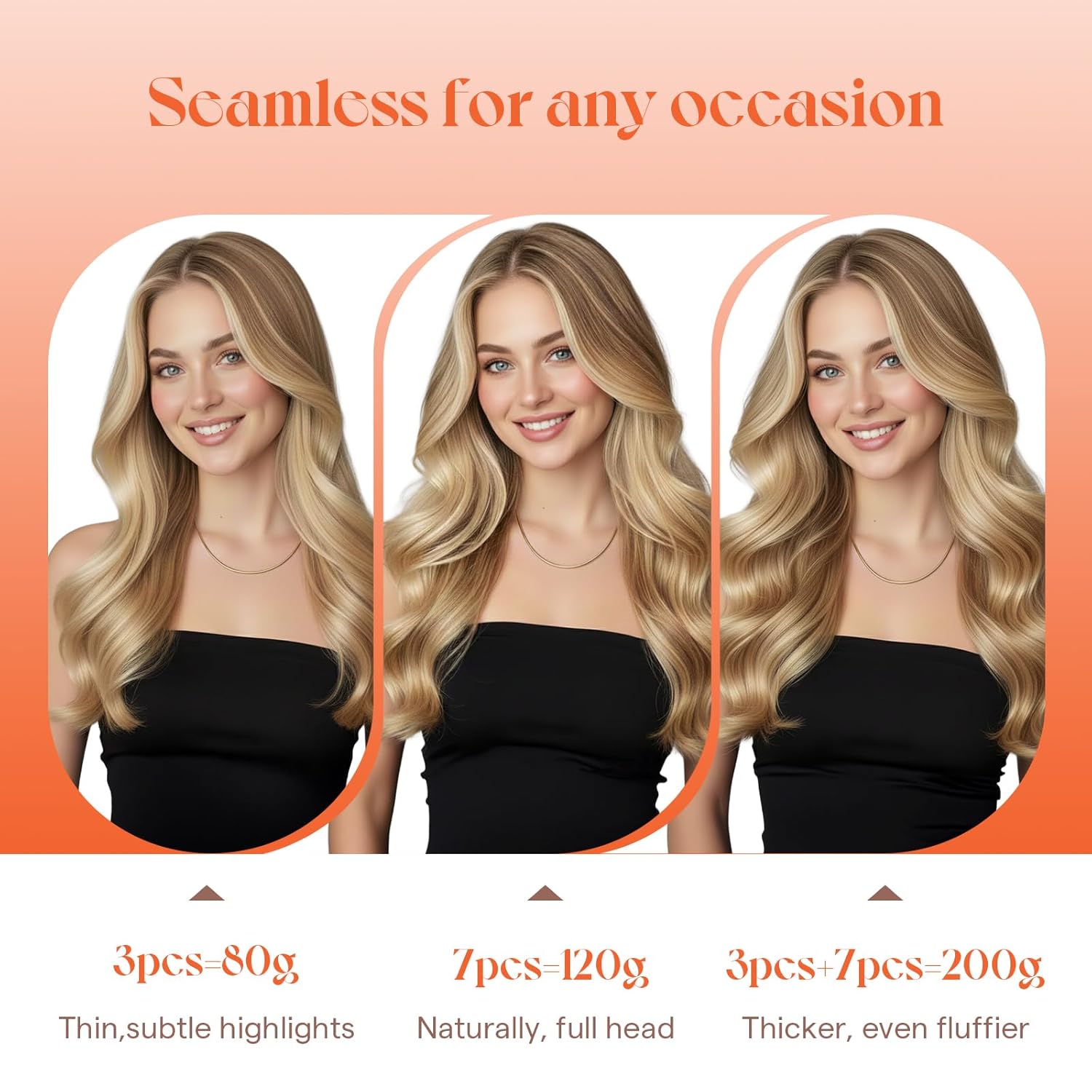 Sunny Hair Clip in Hair Extensions Real Human Hair 120g Remy Hair Clip in Extensions for Women Human Hair Extensions Dark Golden Blonde Highlights Light Blonde 18 Inch - Image 7