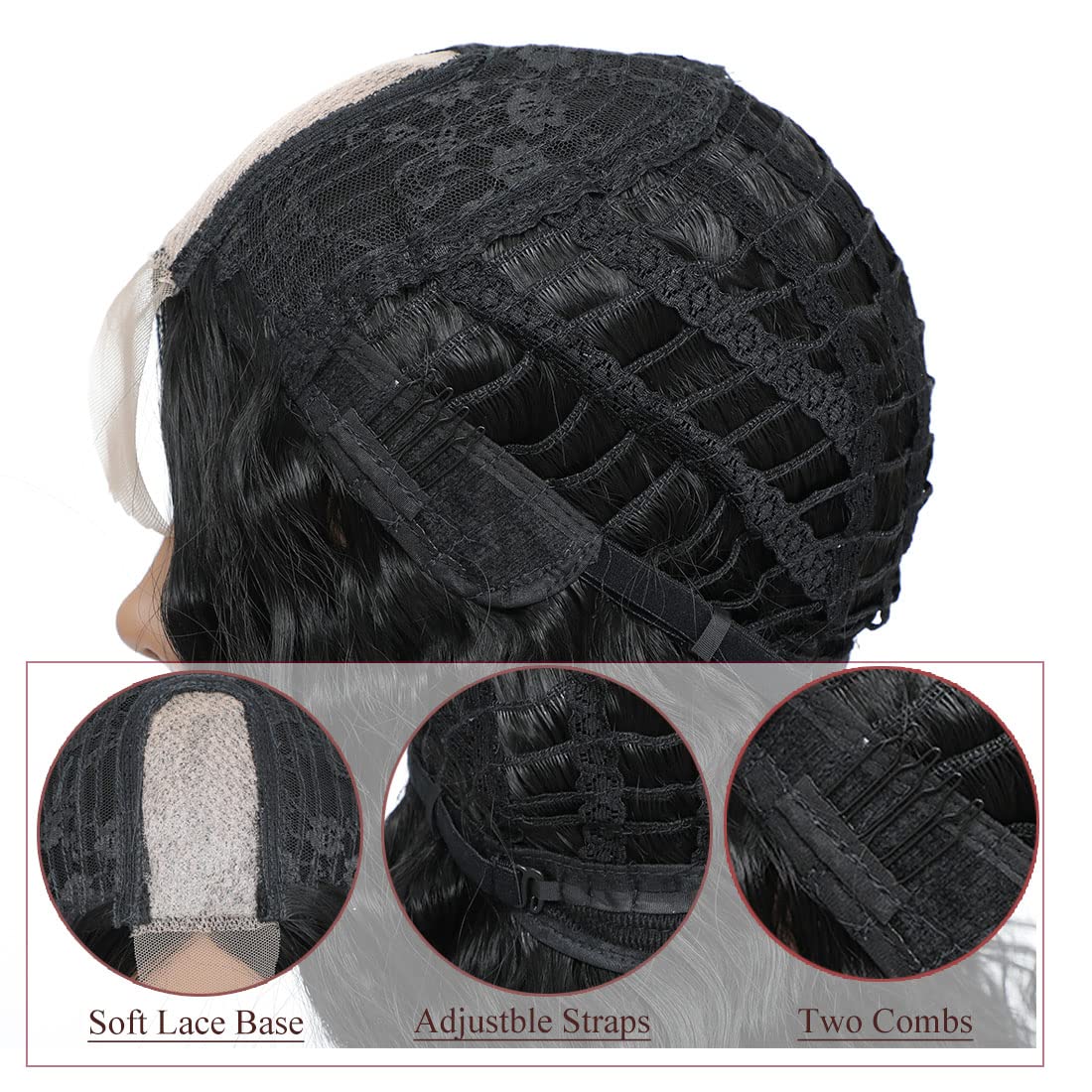 INSTASTYLE 30 Inch Synthetic Curly Wigs for Women Long Black Hair Wig Lace Front 4" Simulated Scalp Natural Loose Deep Wave Crimps Curls Wig As Hair Replacement Wigs 1B - Image 6