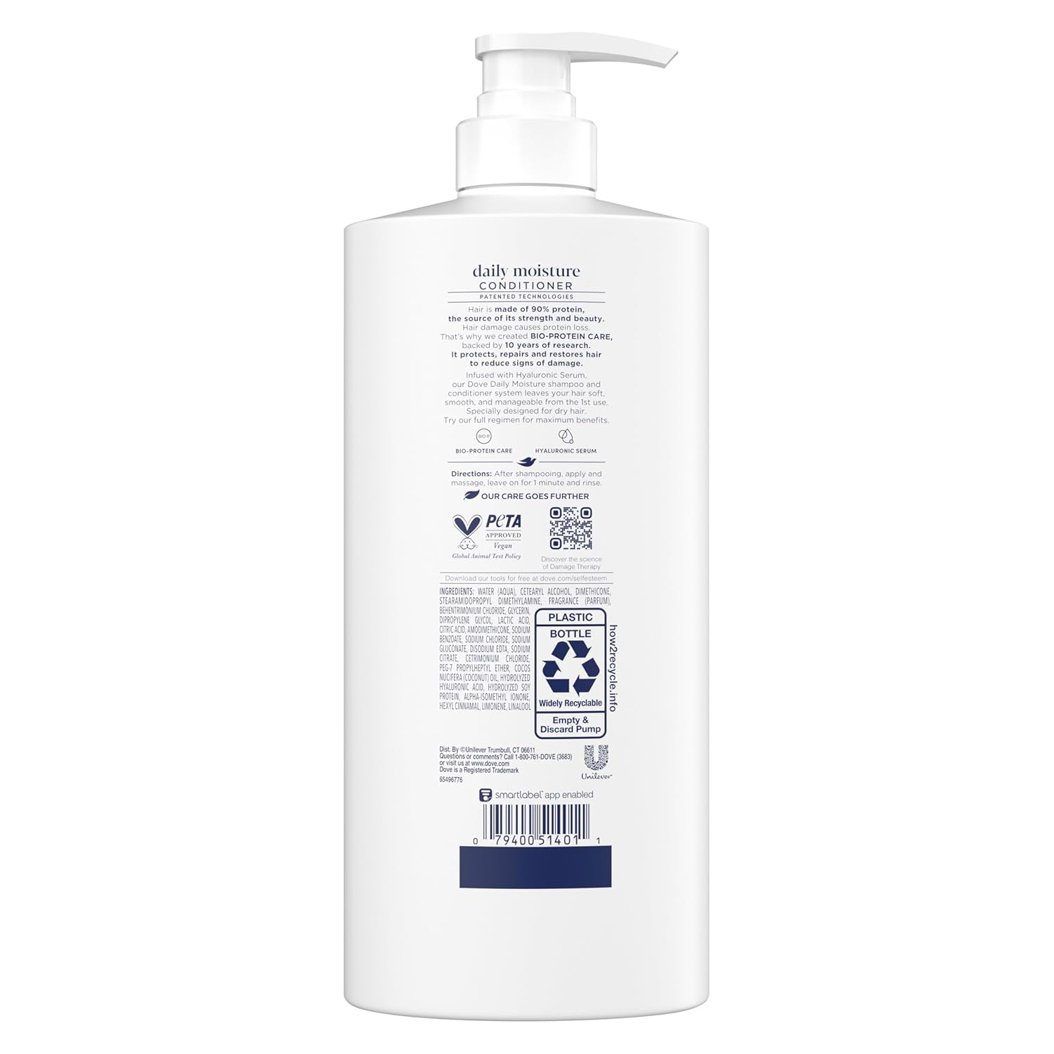 Dove Conditioner Daily Moisture for Dry Hair with Bio-Protein Care Technology and Hyaluronic Serum 28 Fl Oz - Image 2