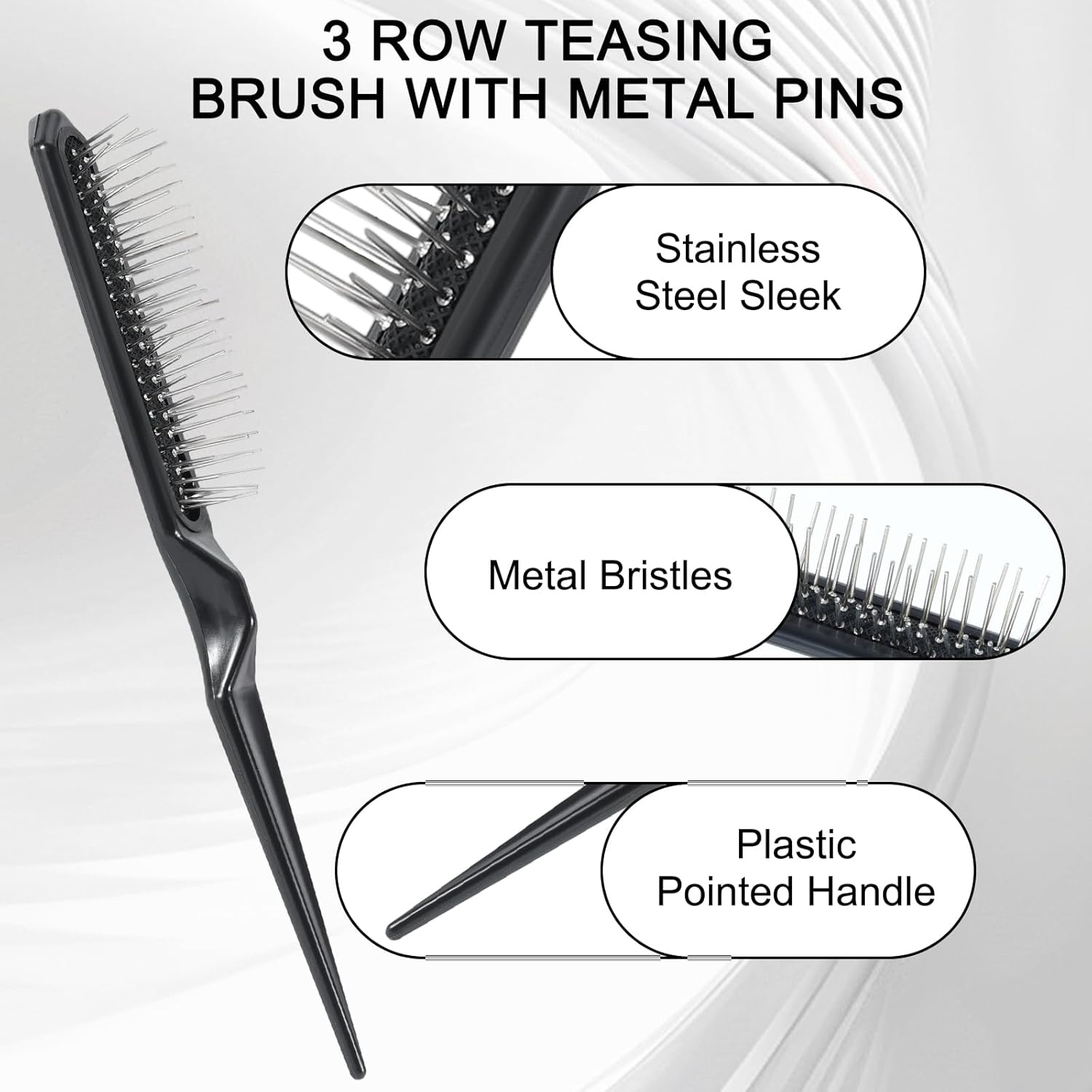 SIMPOR Wig Brushes for Synthetic, Hair Wig Comb Set, 3 Row Wire Brush Hair Extension Wire Loop 3 PCS - Image 4