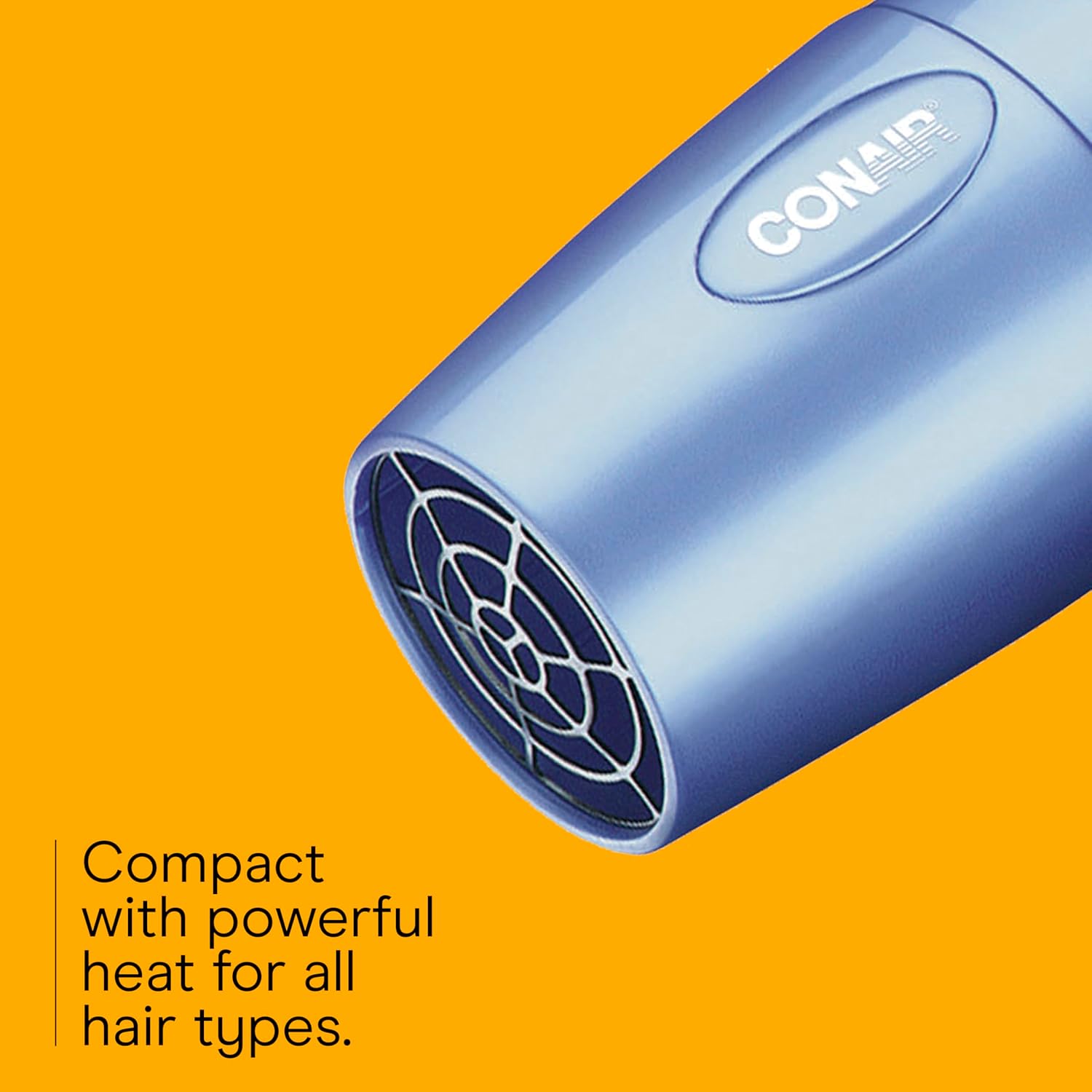 Conair Travel Hair Dryer with Dual Voltage, 1600W Compact Hairdryer with Folding Handle, Hair Blow Dryer with 2 Heat & 2 Speed Settings, Fast Drying, Frizz-Taming Airflow, Easy Storage, Blue - Image 3