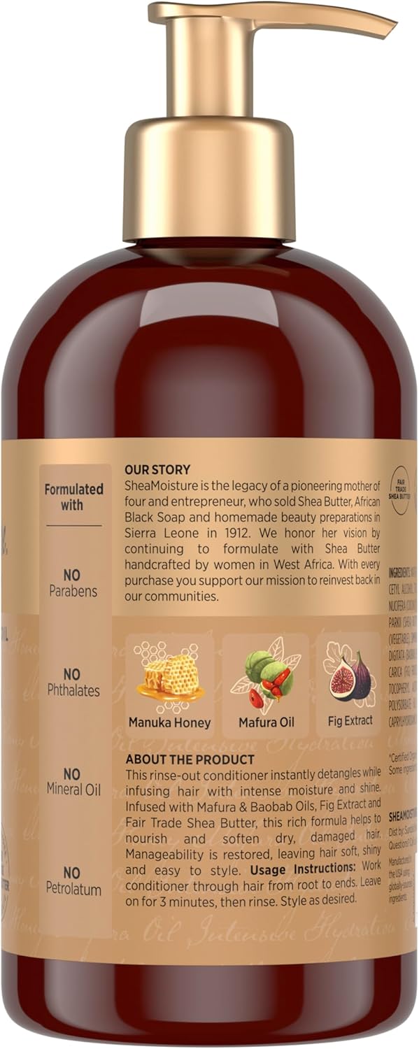 SheaMoisture Intensive Hydration Conditioner Manuka Honey and Mafura Oil for Dry, Damaged Hair Deep Moisturizing Conditioner 13 oz - Image 2