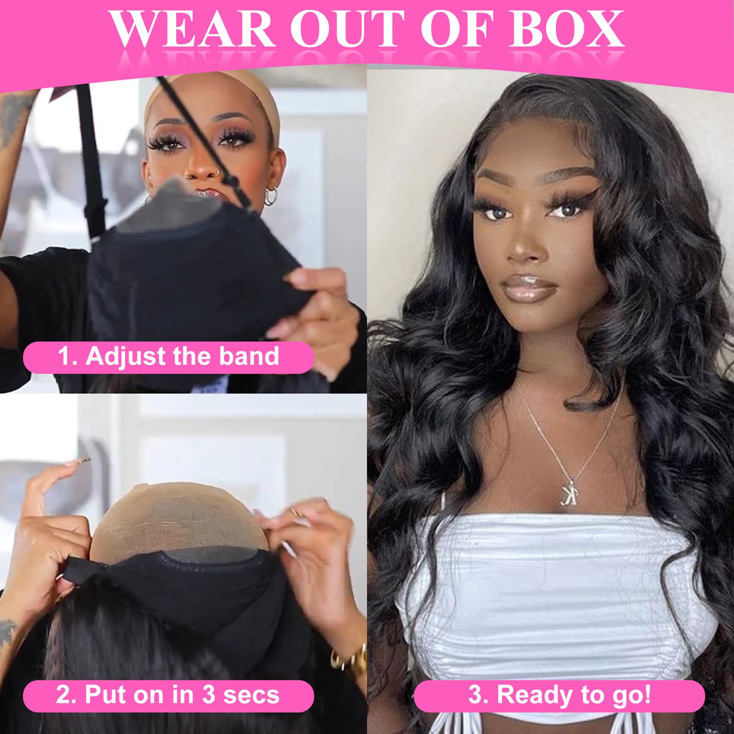 Uveous 28 Inch Wear and Go Glueless Wigs Human Hair Pre Plukced Pre Cut 5x5 Hd Lace Closure Wigs Human Hair for Women 180% Density Ready to Wear Glueless Body Wave Lace Front Wigs No Glue Wigs - Image 7
