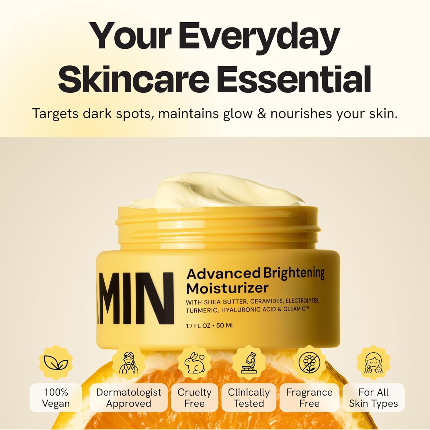 Gleamin Advanced Brightening Moisturizer - Facial Cream with Shea Butter, Vitamin C and Ceramides, Helps Improve the Look of Dark Spots, Uneven Tone & Deep Hydration, Fragrance Free - 1.7 fl oz - Image 8