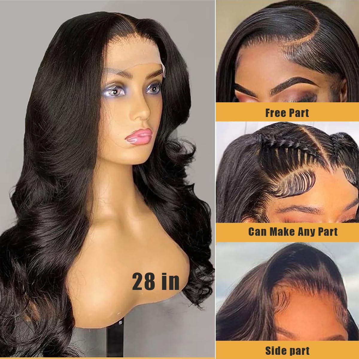 SENSAIRUITE Body Wave Lace Front Wigs Human Hair Wide Lace 180 Density Human Hair Wigs 13x4 Human Hair Lace Front Wigs Pre Plucked 20 Inches Natural Color - Image 2