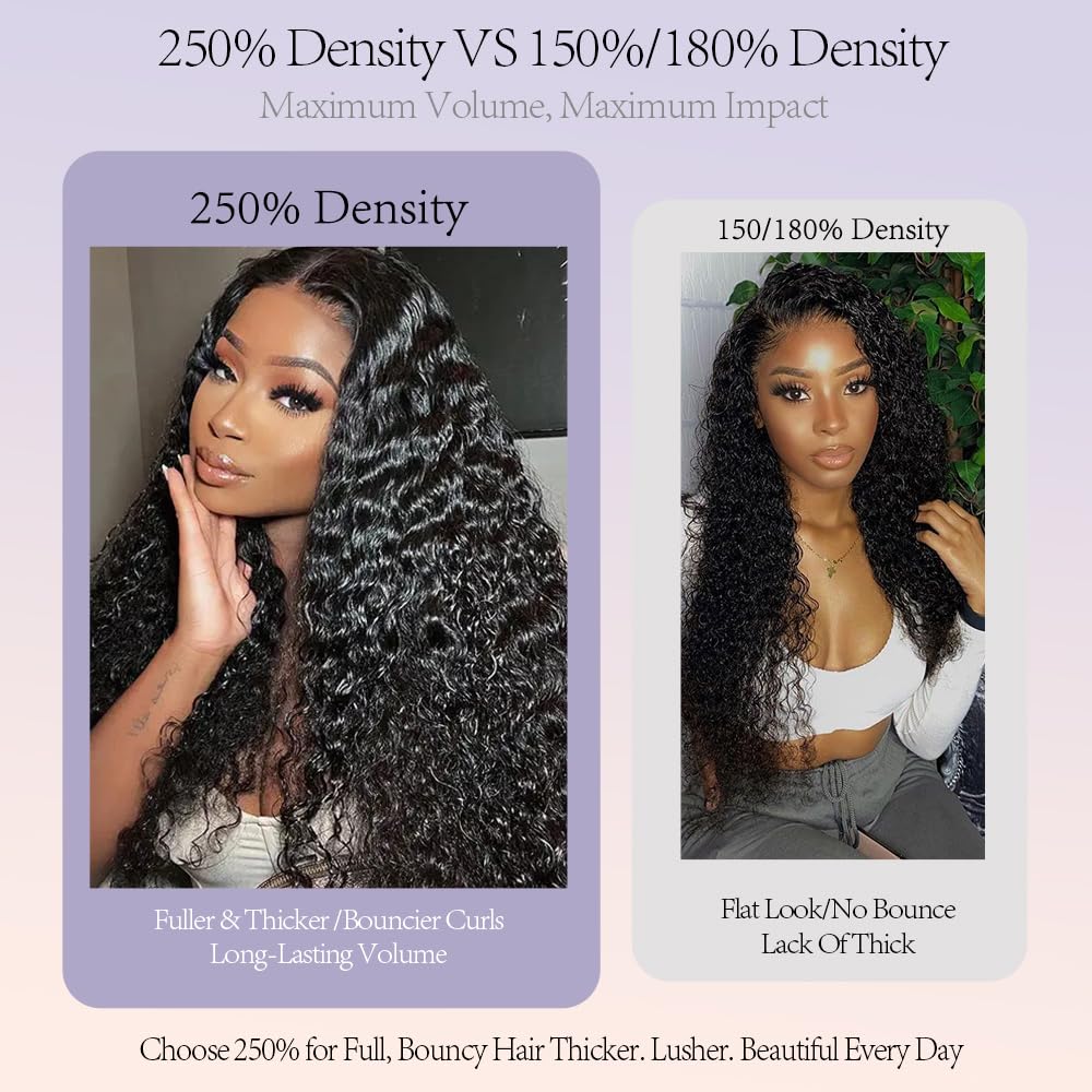 Mamushow 7x6 Water Wave Glueless Wigs Human Hair Pre Plucked Pre Cut 250% Density Lace Front Wigs Human Hair with Drawstring Wear and Go 7x6 HD Lace Closure Wig for Black Women Natural Black 20Inch - Image 6