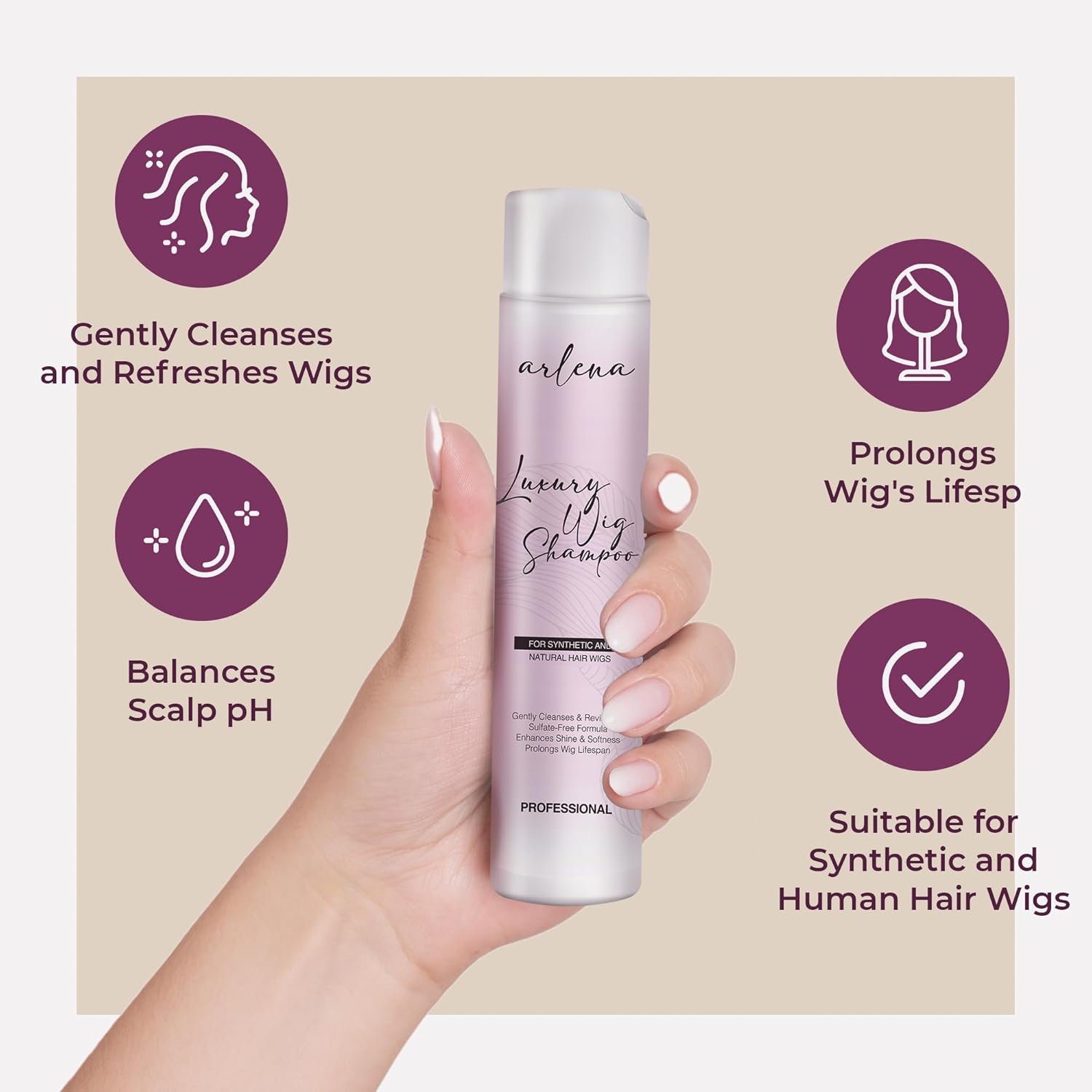 Arlena Luxury Wig Shampoo and Conditioner Set for Synthetic and Natural Hair Wigs - Made in USA, Sulfate-Free, Enhances Shine & Softness, Prolongs Wig Lifespan, Deeply Nourishes & Detangles, Clear - Image 3