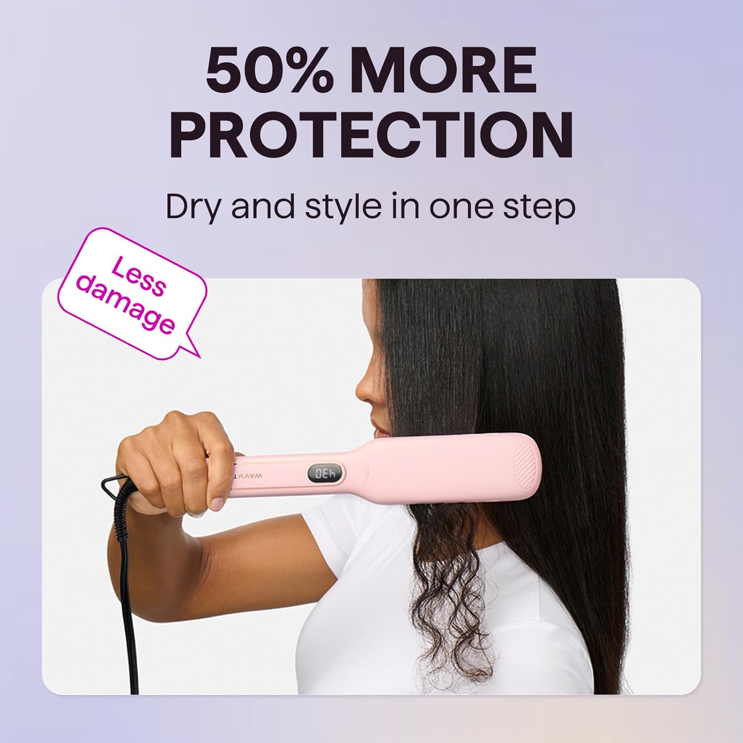 Wavytalk Wet to Straight Hair Straightener, 1.75 Inch Wide Vent Sesh Flat Iron for Damp or Dry Hair, Straightener with Dual Voltage Leave Silky Smooth Look, 20% Faster Styling, Pink - Image 7