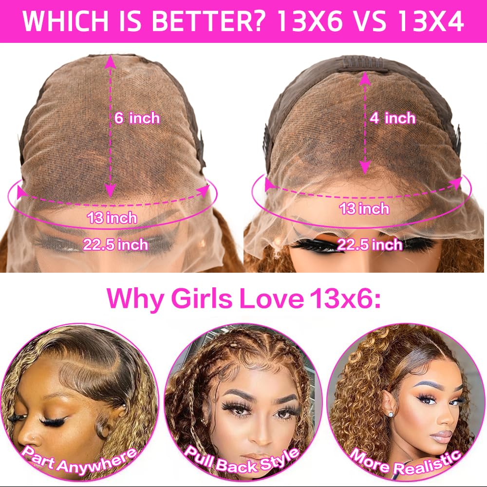 30inch Highlight Ombre Lace Front Wig Human Hair 13x6 HD Honey Blonde 4/27 Deep Wave Lace Frontal Wigs Glueless Wigs Human Hair - Image 4