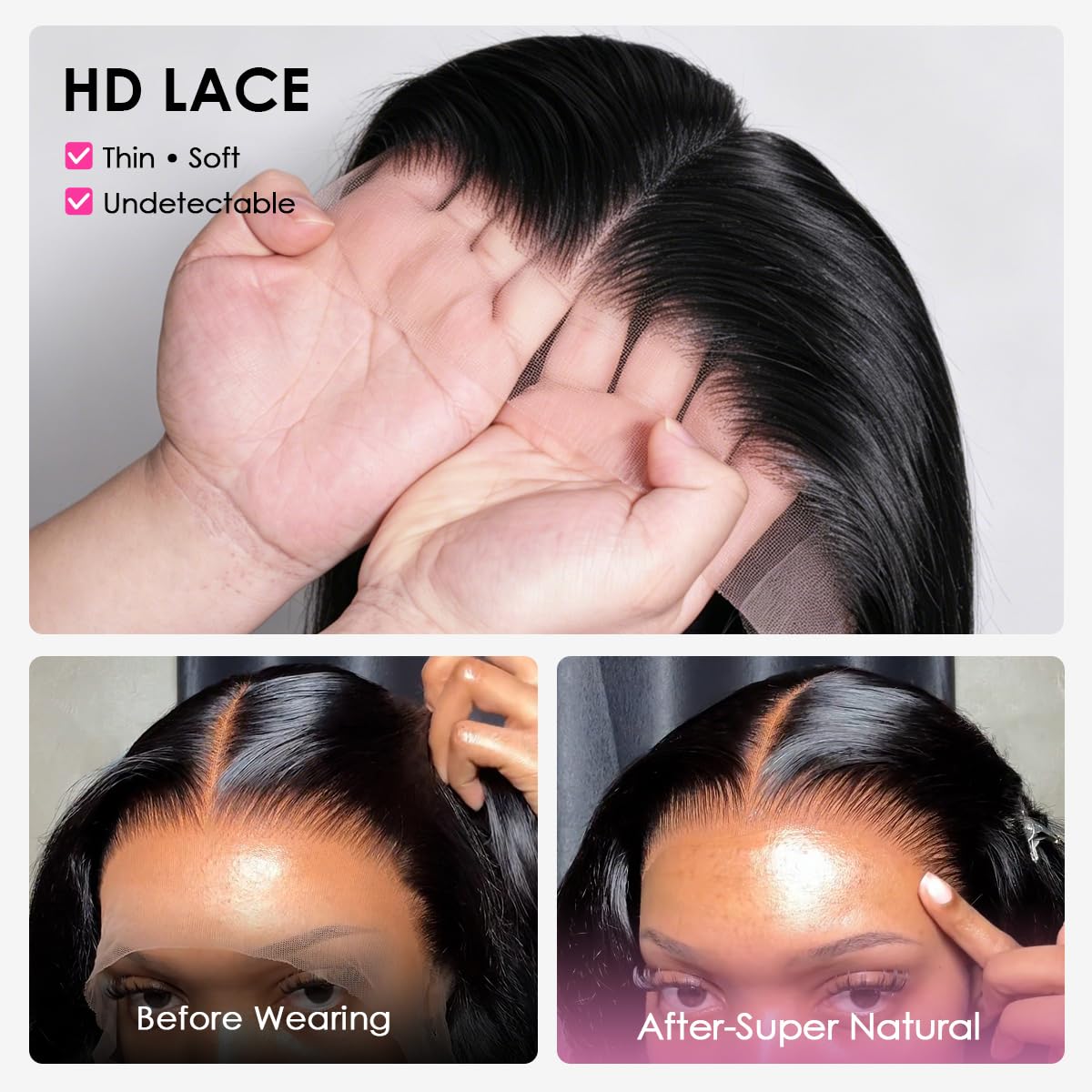 Pizazz 13x6 Body Wave Transparent Lace Front Wigs Human Hair Pre Plucked 180 Density HD Lace Frontal 9A Glueless Wigs with Baby Hair for Women 26Inch - Image 4