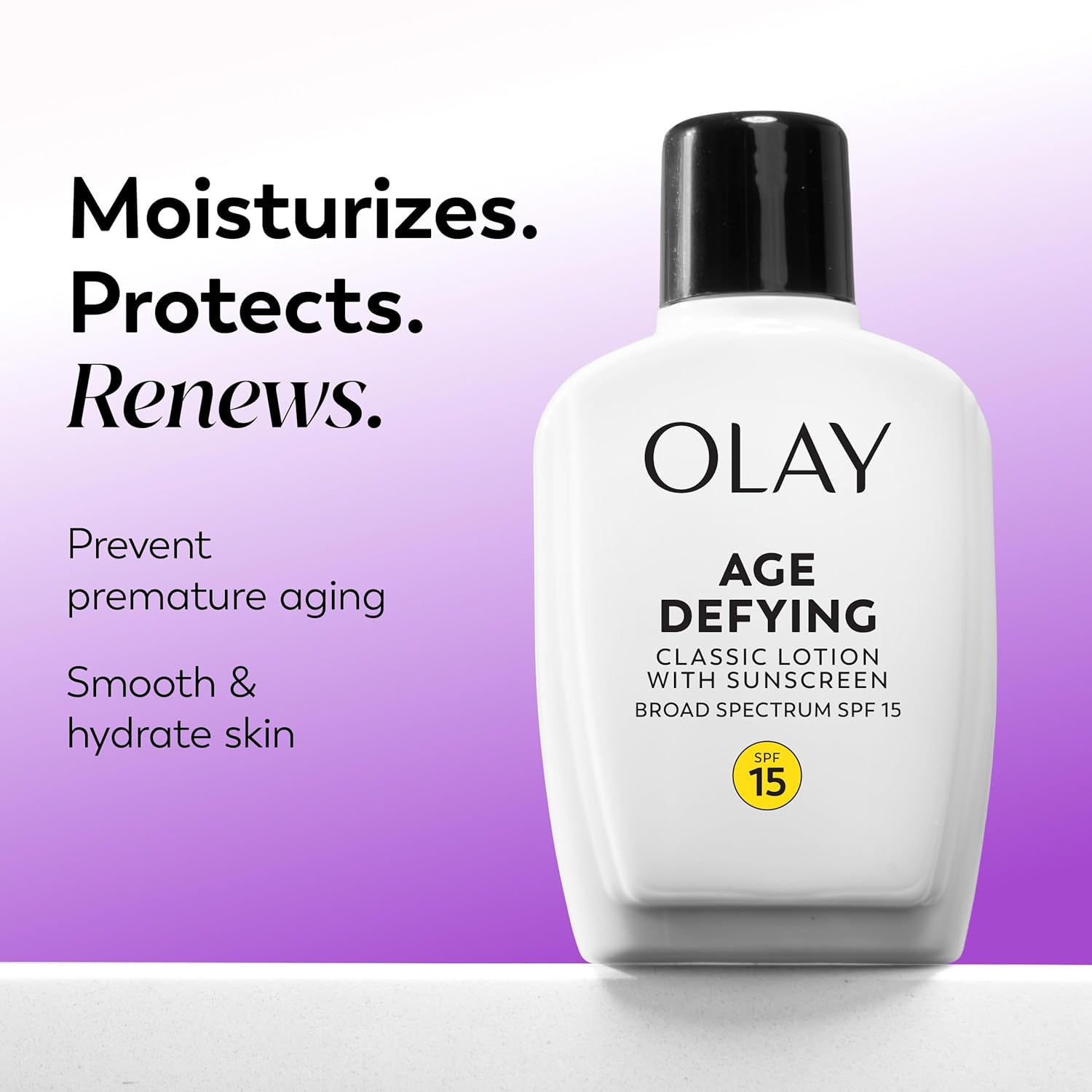 Face Moisturizer by Olay, Age Defying Classic Daily Renewal Lotion, With Sunscreen, Classic,4 oz - Image 3