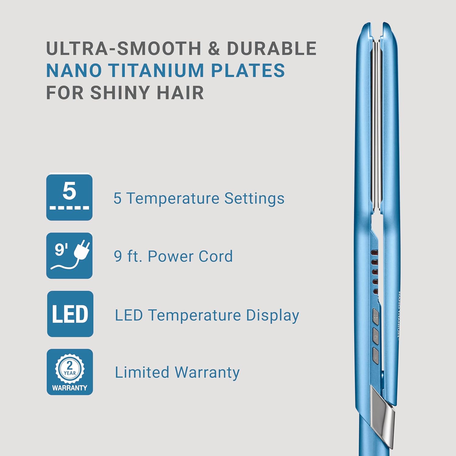 BabylissPRO Nano Titanium Ultra-Sleek Hair Straightener, Flat Iron for All Hair Types - Image 3