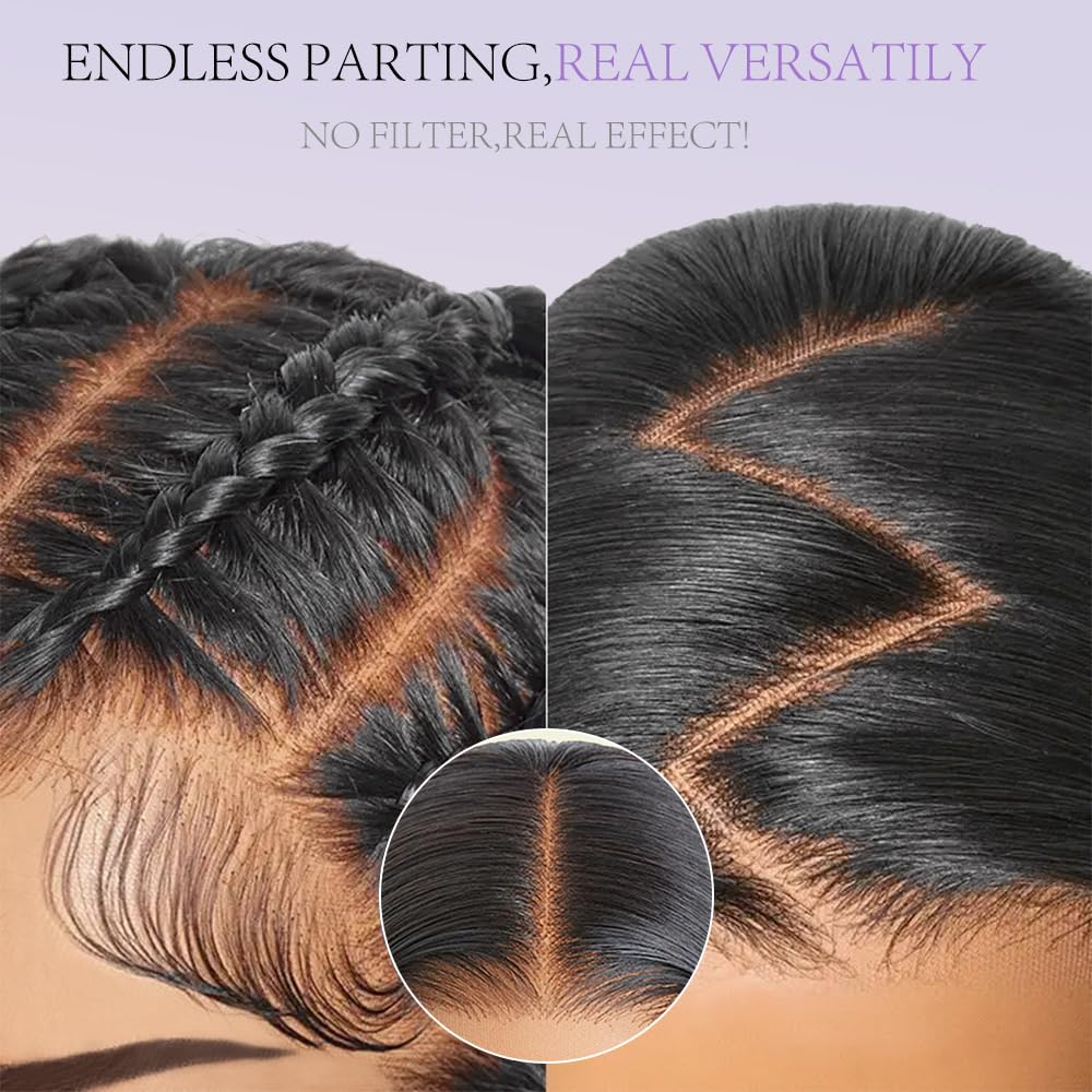 Mamushow 7x6 Water Wave Glueless Wigs Human Hair Pre Plucked Pre Cut 250% Density Lace Front Wigs Human Hair with Drawstring Wear and Go 7x6 HD Lace Closure Wig for Black Women Natural Black 20Inch - Image 7