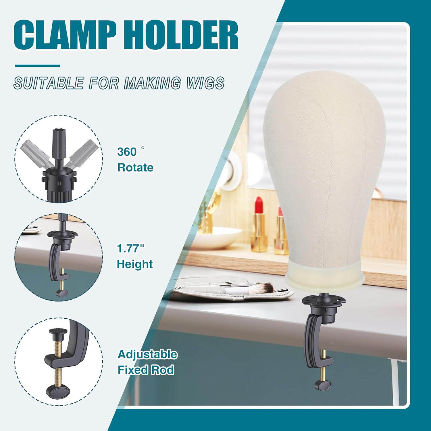 Wig Stand with Head 50 Inches, Wig Head Stand with 22 Inches Mannequin Head, Height Adjustable Metal Tripod Wig Stand, Manikin Head Set for Wigs Display Making Hair Weave and Styling - Image 4