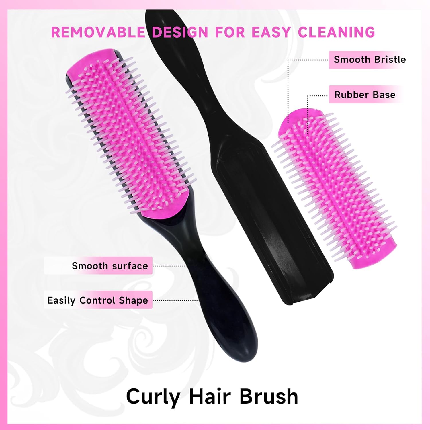 11 Pcs Hair Brush Set, Detangle Hair Brush And Spray Bottle, 3 Pieces Smooth Hairbrush For Toddlers, Suitable For Wet and Dry Hairstyles, Suitable For Adults And Children. (Pink) - Image 3