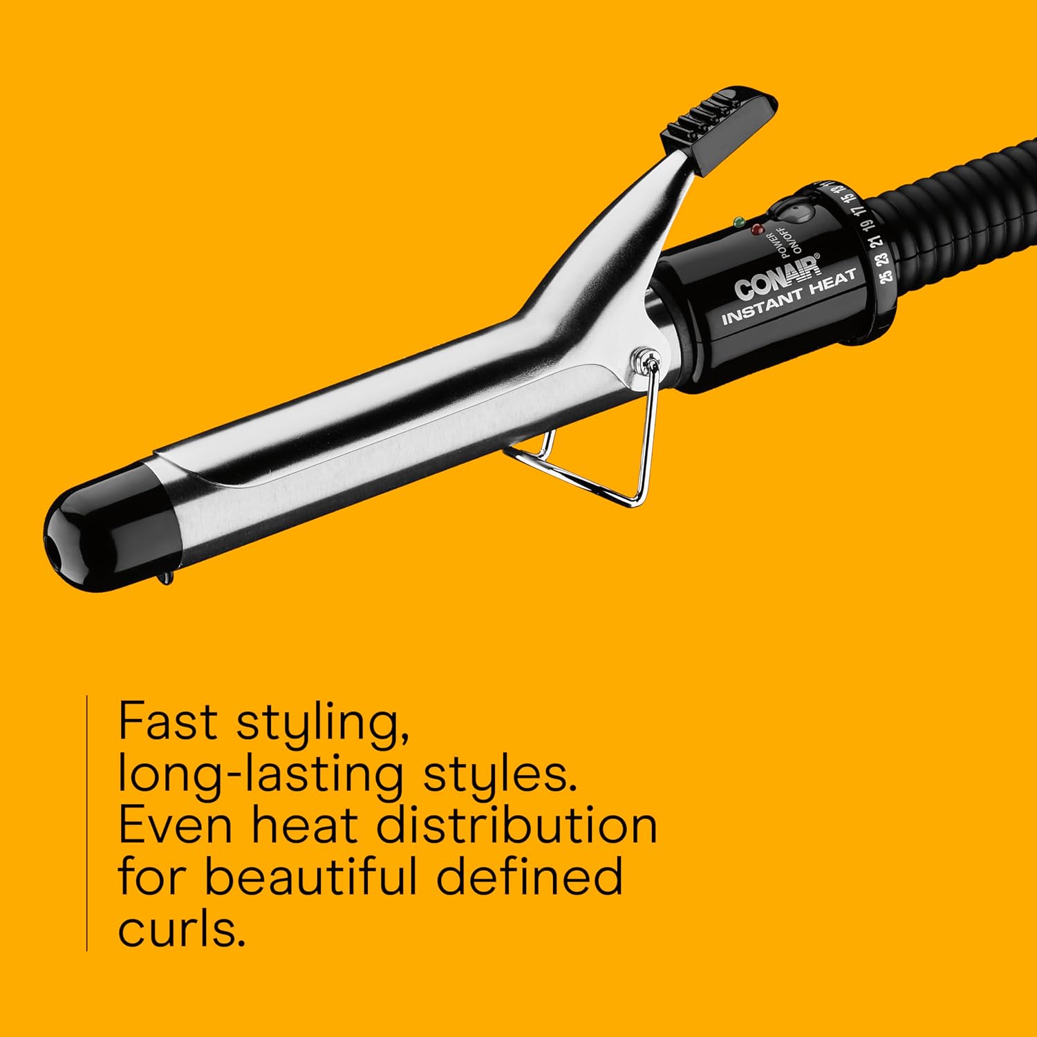 Conair Instant Heat 1-Inch Curling Iron, 1-Inch Barrel Produces Classic Curls, Hair Curler for Short, Medium, and Long Hair, 25 Heat Setting Hair Curling Iron, Black - Image 3