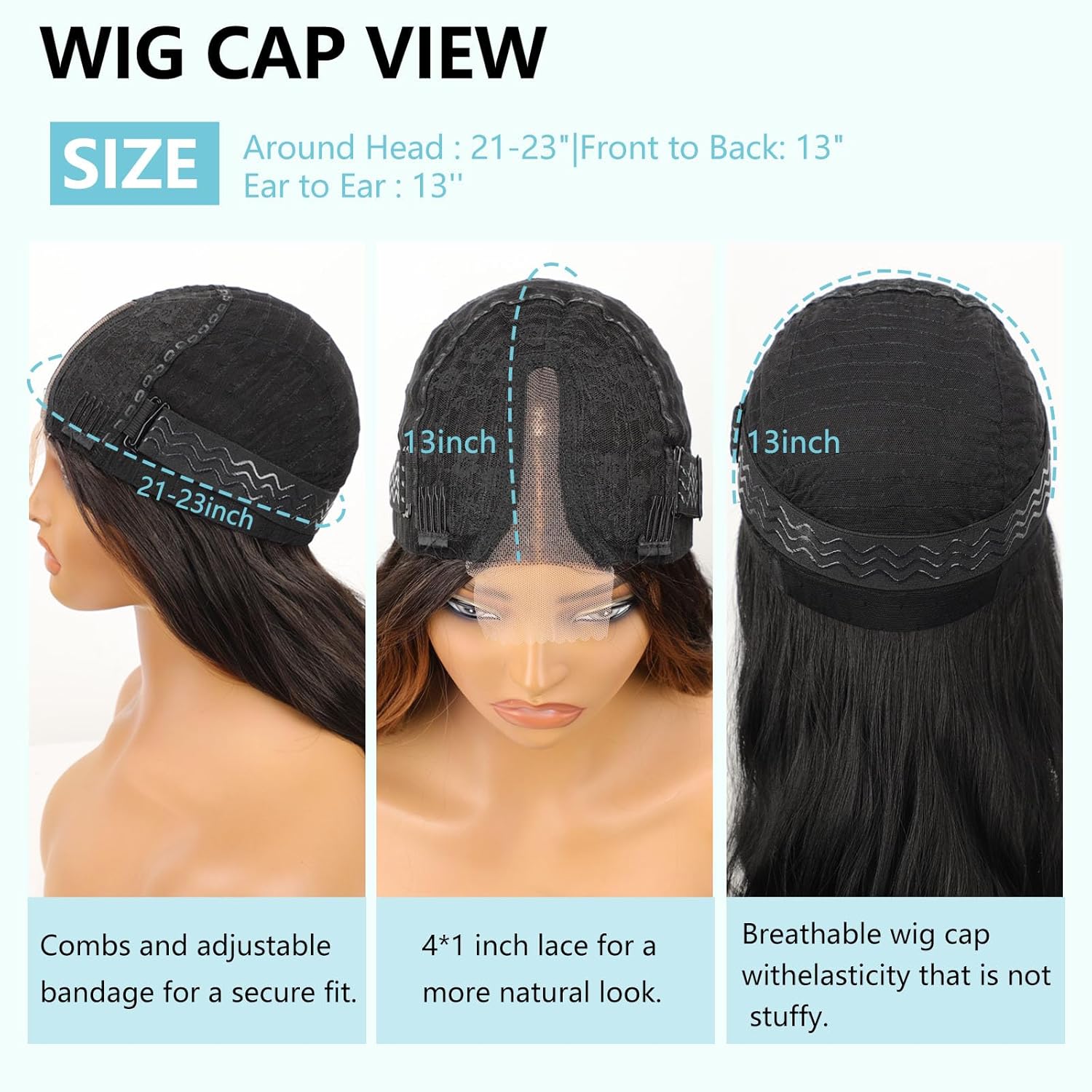 AISI HAIR Black Wig for Women, Long Wavy Lace Hairline Middle Part Synthetic Heat Resistant Wig for Daily Party-26 Inch - Image 6