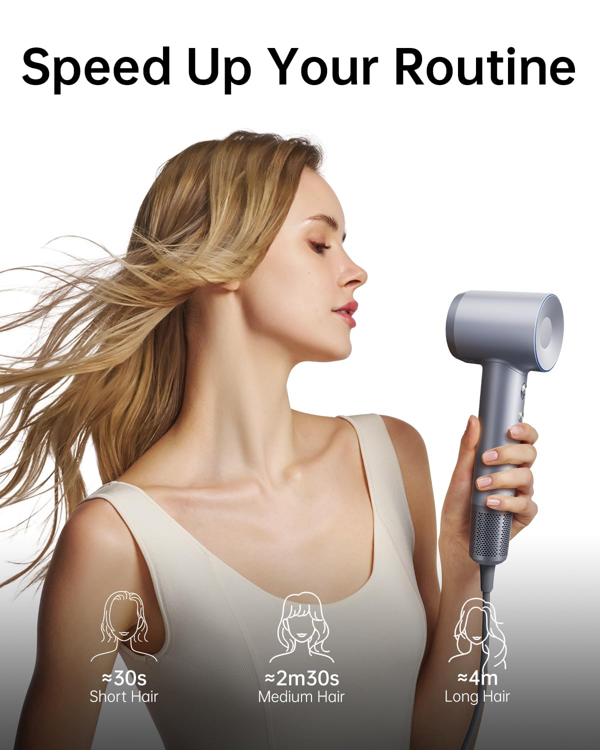 Laifen Swift Special Hair Dryer, High Speed 200M Ionic Blow Dryer with 110, 000 RPM Brushless Motor for Fast Drying, Low Noise, Hairdryer with Magnetic Nozzles, HD501 - Image 2