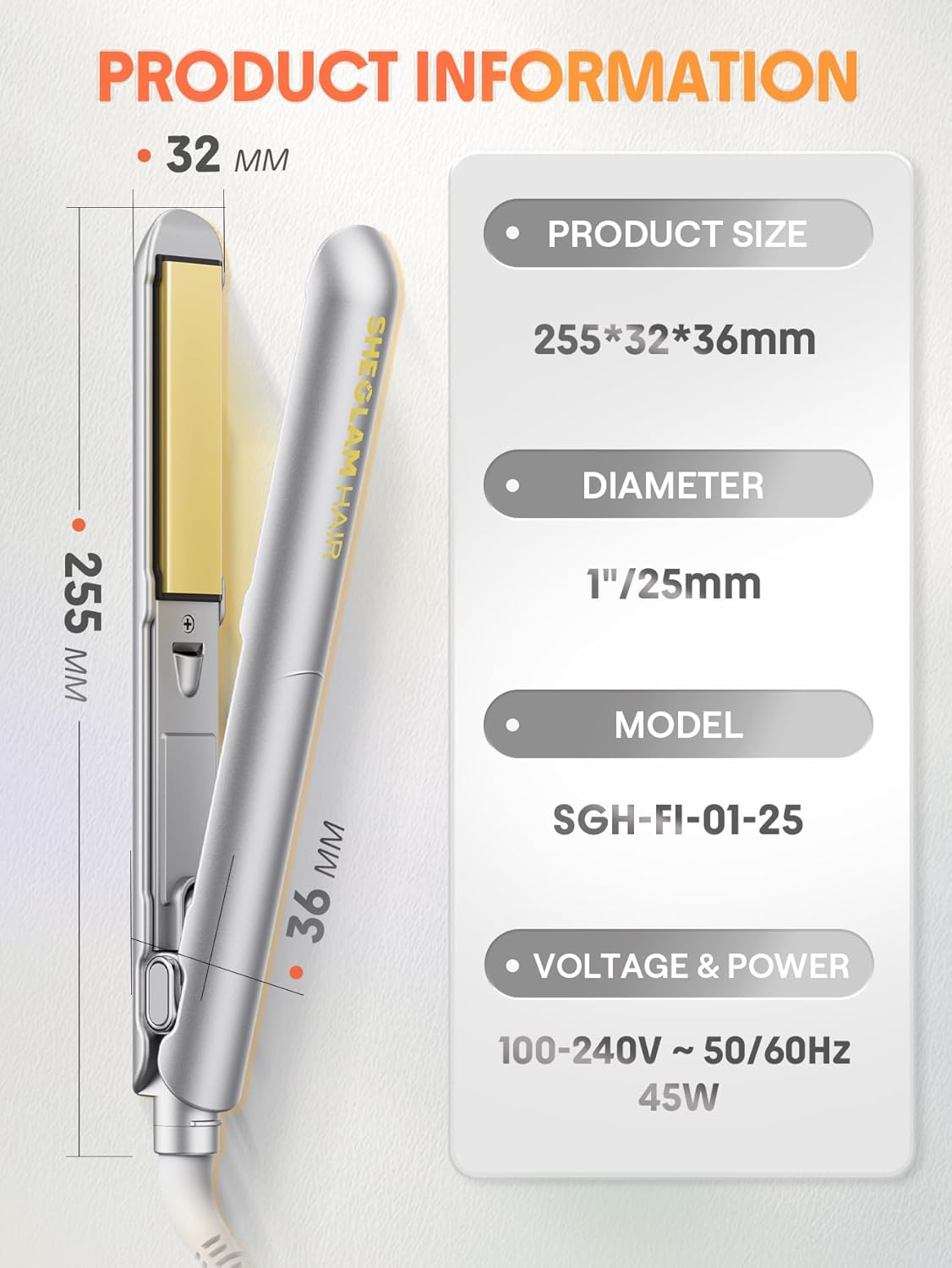 SHEGLAM Hair Straightener, 1" Flat Iron Straightener and Curler with Comb Tooth, Adjustable Smart Memory Temp 270-450°F, Dual Voltage Portable Flat Iron Hair Straightener for All Hairstyles Anti-Frizz - Image 9