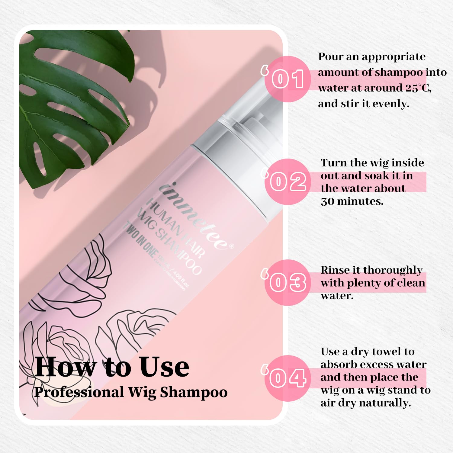 immetee 2 In 1 Wig Shampoo and Wig Conditioner, Extend the Life of a Wig, Wig Shampoo.120ml/4.05fl.oz (1pc) - Image 7