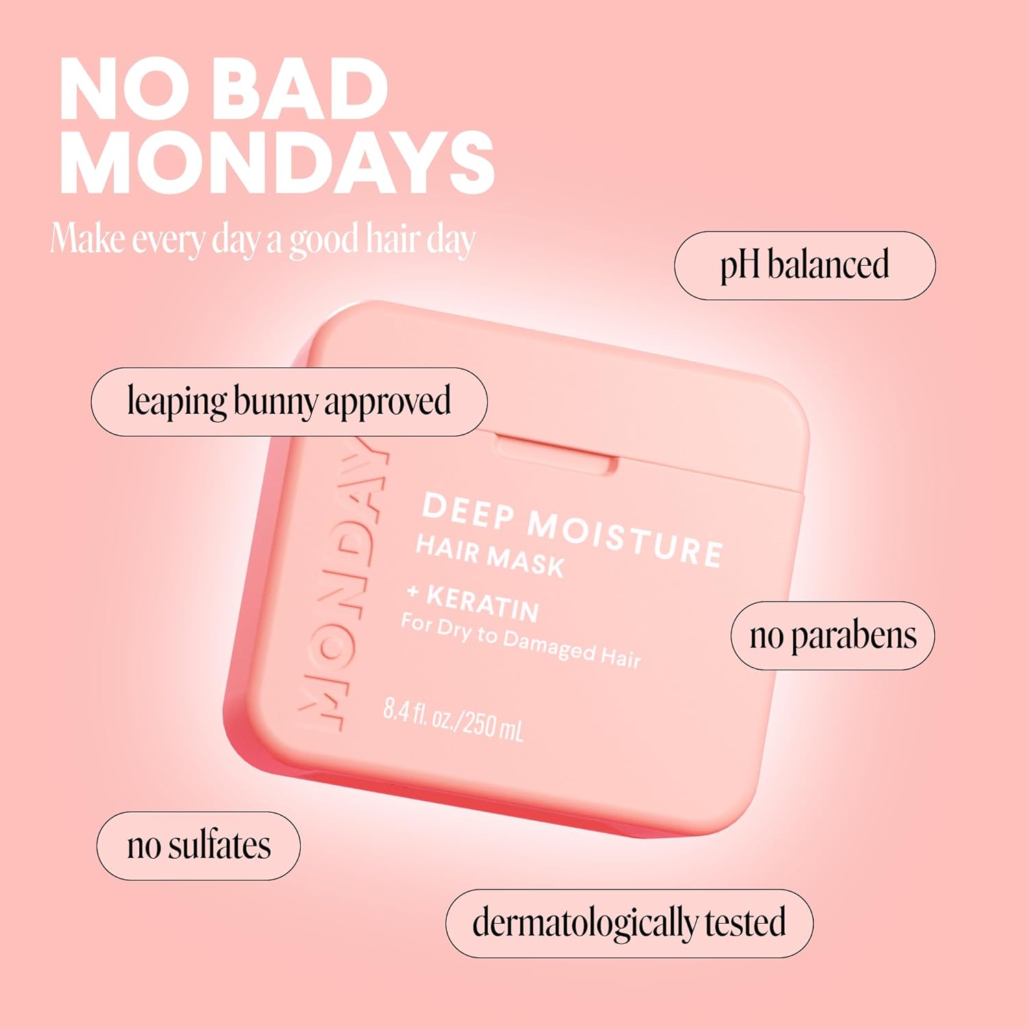 MONDAY HAIRCARE DEEP MOISTURE Hair Mask with Keratin, Argan Oil, Shea Butter & Coconut Oil for Dry to Damaged Hair 250 mL - Image 5