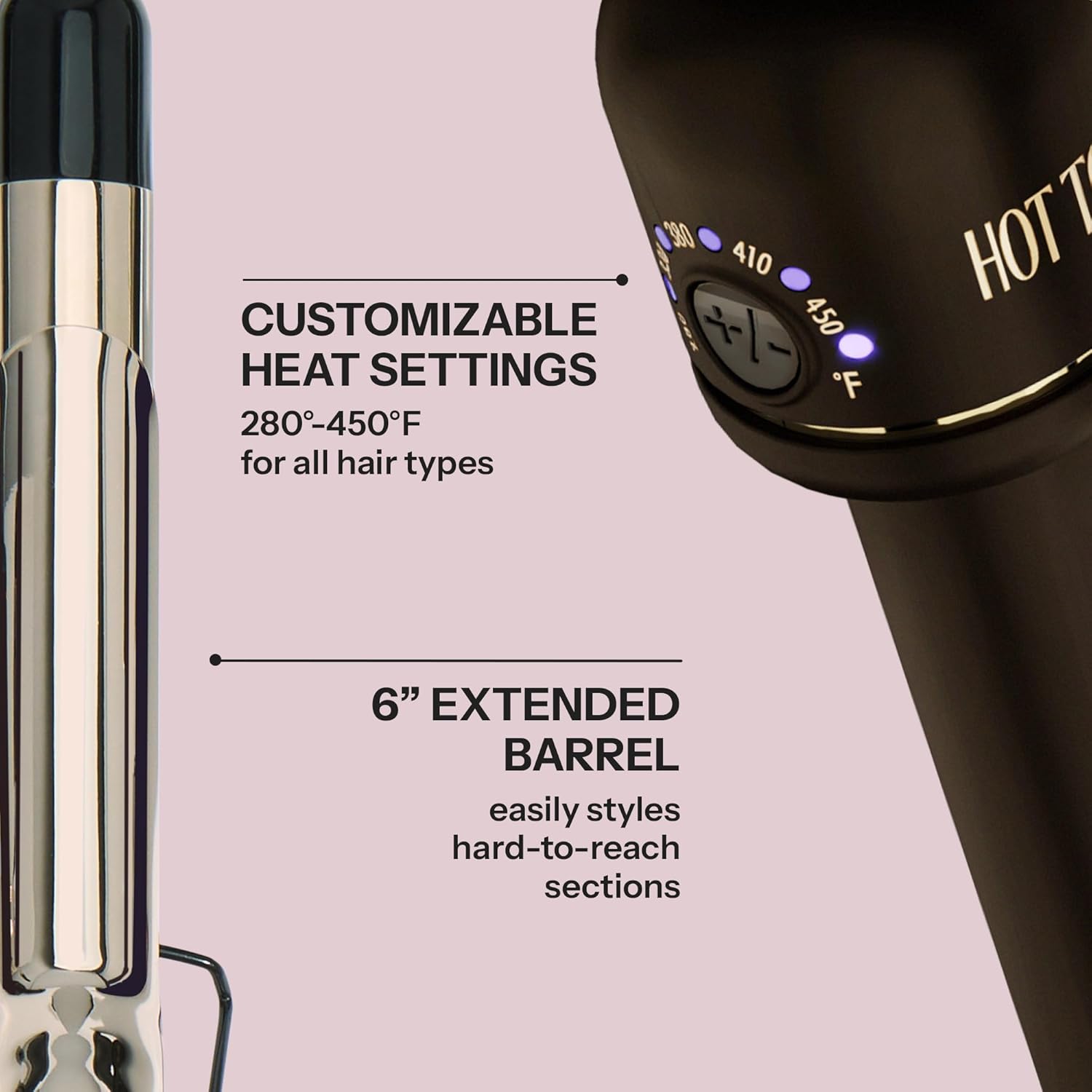 HOT Tools 24K Gold Professional 1" Extended Barrel Curling Iron with Clamp for Bouncy Curls, Faster Styling, Less Damage & Long-Lasting Results - Image 4