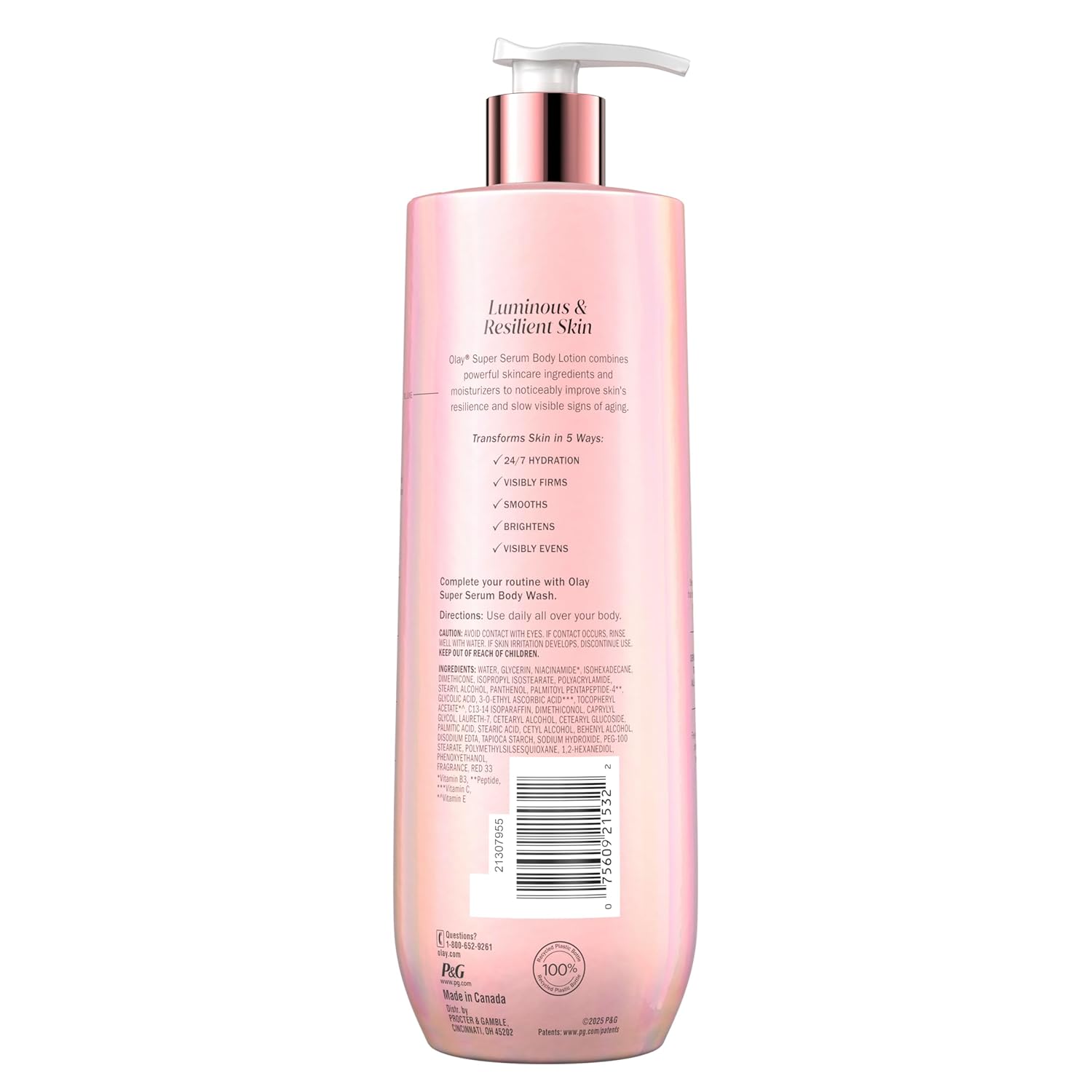 Olay Super Serum Hand & Body Lotion for Dry Skin, 24hr Long Lasting Hydration, 5+ Ingredient Complex for Bright Even Firm Luminous Skin, Sweet Vanilla & Soft Wood Scent, 18.5 fl oz - Image 15