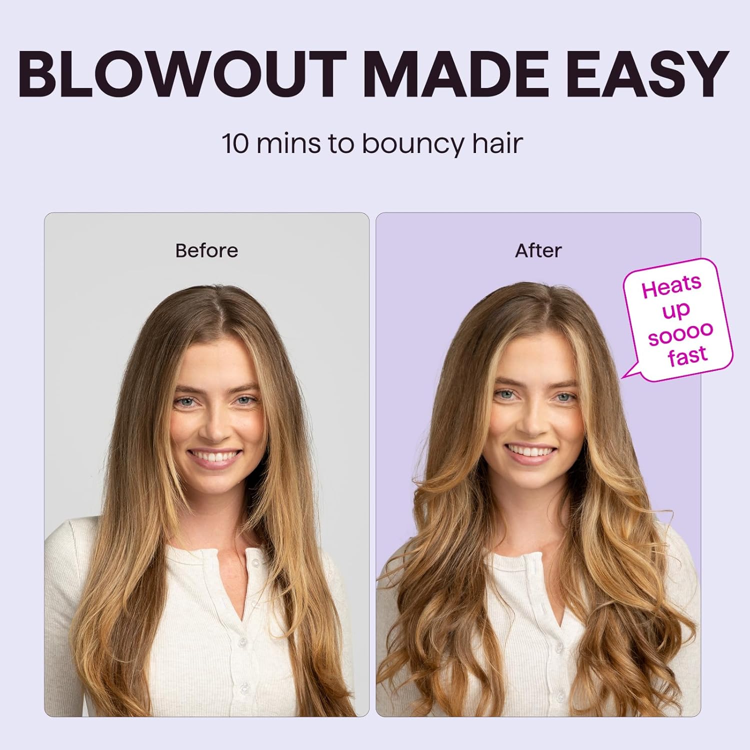 Wavytalk Thermal Brush, Blowout Boost 1.5 inch Heated Round Brush for Blowout Look, Dual Voltage, Pink, Sakura, Tourmaline Ceramic, Negative Ion Technology, 5 Temperature Settings, Less Damage - Image 4