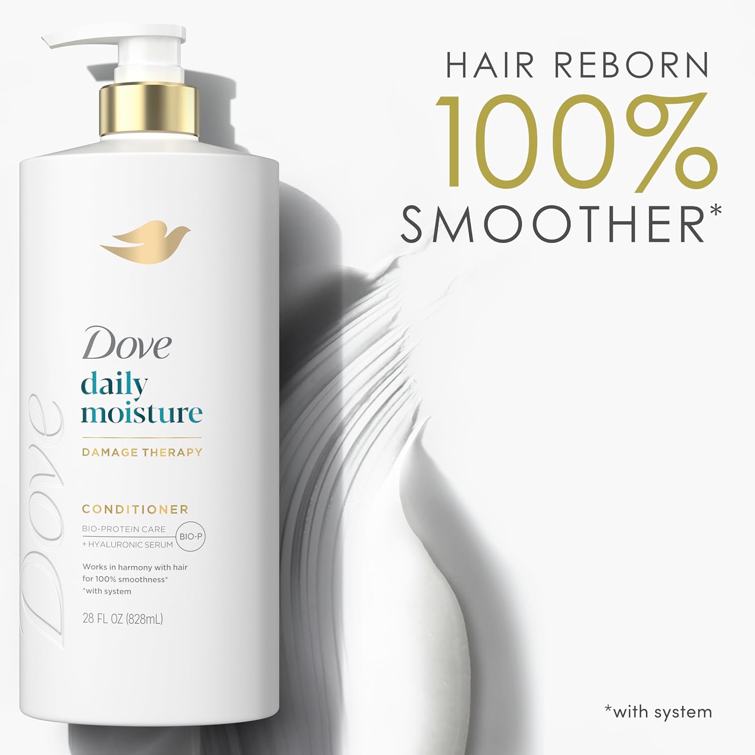 Dove Conditioner Daily Moisture for Dry Hair with Bio-Protein Care Technology and Hyaluronic Serum 28 Fl Oz - Image 3
