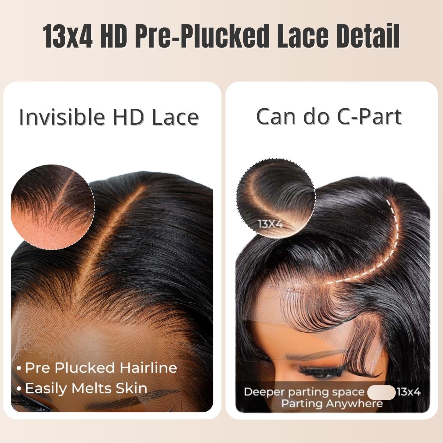 DULOVE Straight Human Hair Lace Front Wig 12A Grade Pre Plucked Hairline with Baby Hair Bleached Knots 200% Density Glueless 13x4 HD Lace Frontal Wig for Black Women 18 Inch - Image 5
