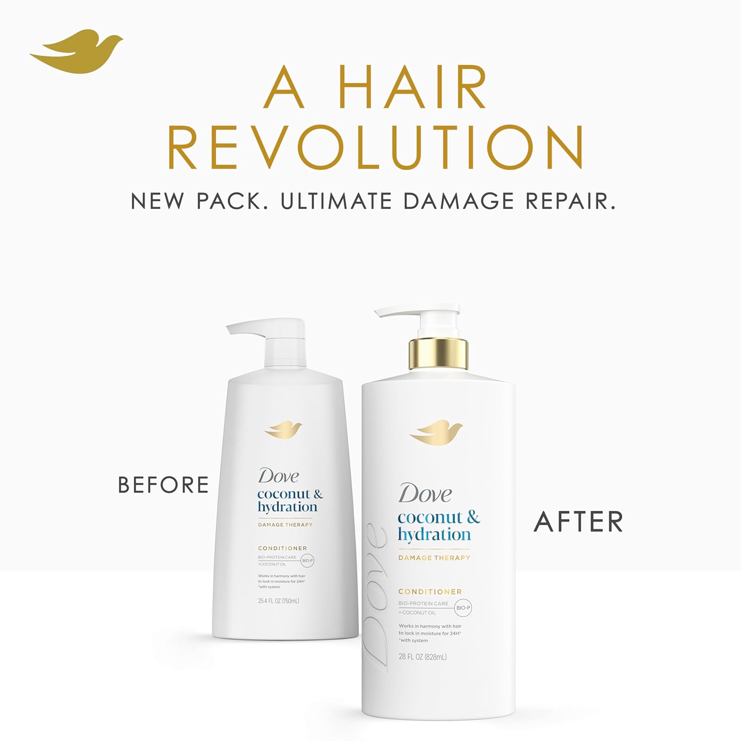 Dove Conditioner Coconut & Hydration for Dry Hair with Bio-Protein Care Technology and Coconut Oil 28 Fl Oz - Image 4