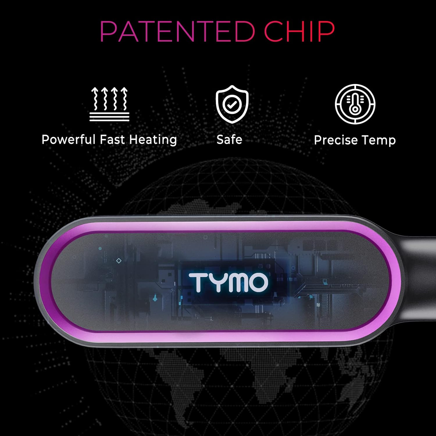 Hair Straightener Brush, TYMO Ring Hair Straightener Comb Straightening Brush for Women with 5 Temps 20s Fast Heating & Dual Voltage, Black - Image 4