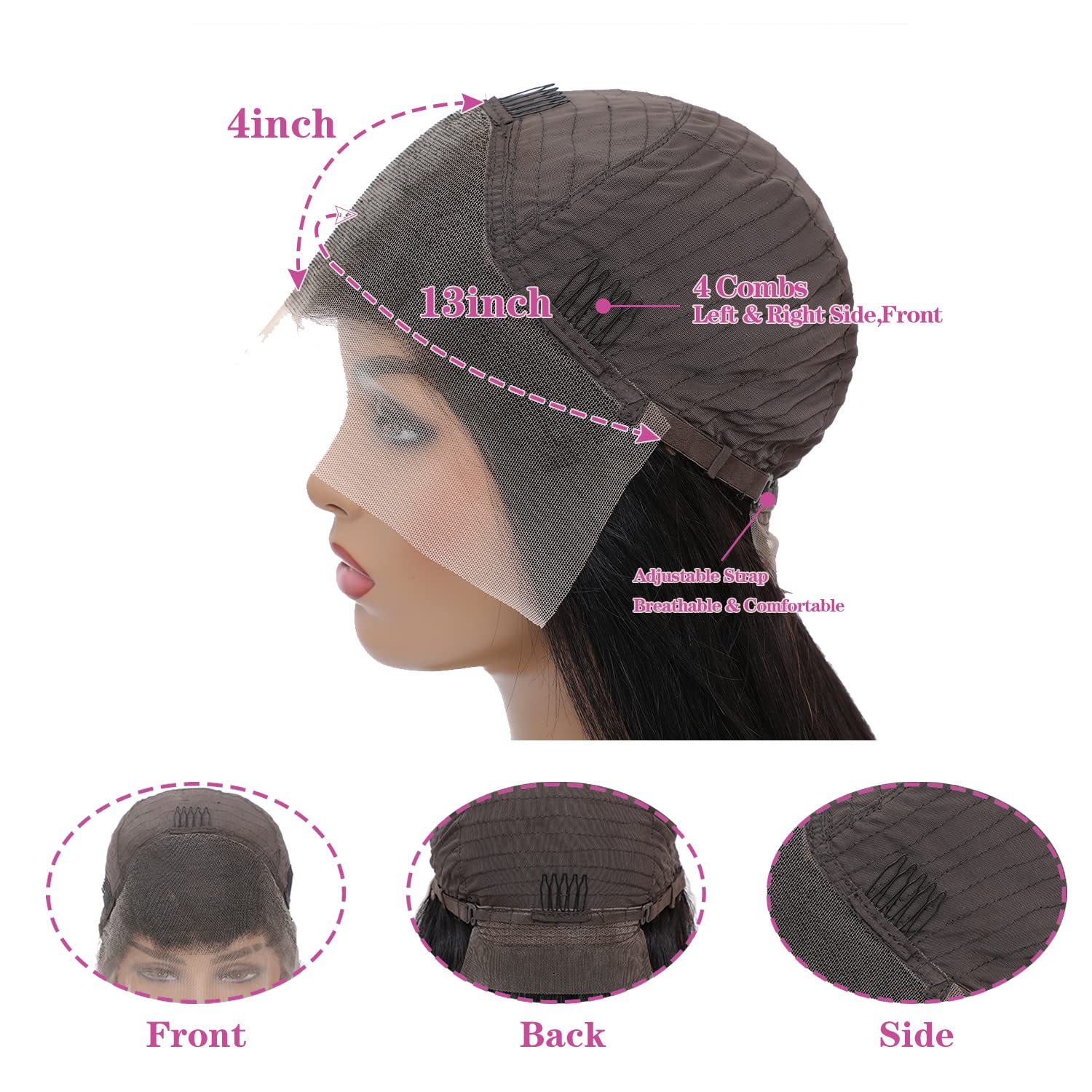 DULOVE Lace Front Wigs Human Hair 13x4 Straight HD Transparent Lace Front Wigs for Women Human Hair Pre Plucked With Baby Hair 200 Density Glueless Natural Color 24 inch - Image 5