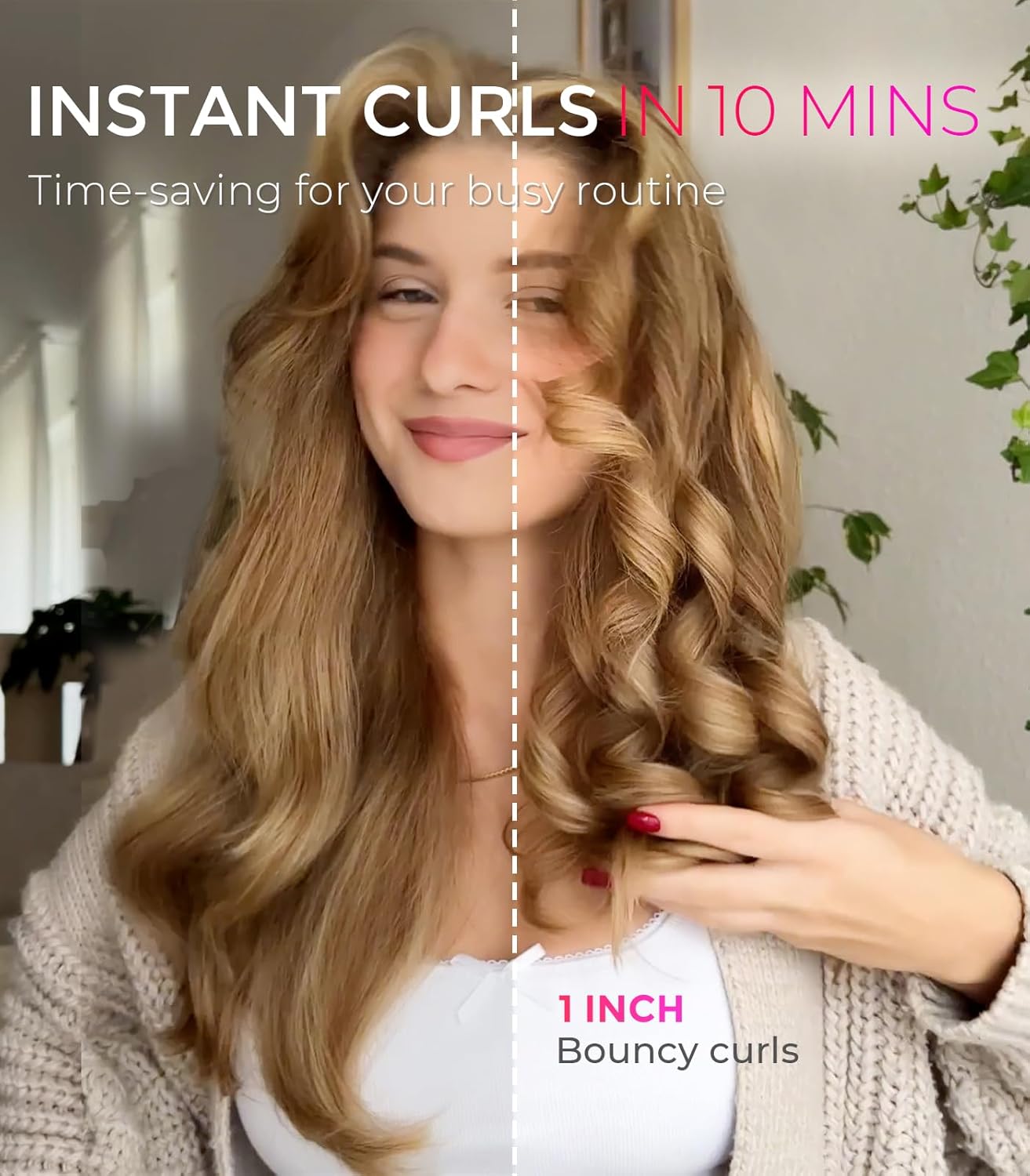 TYMO Automatic Rotating Curling Iron - TYMO CURLPRO Beach Waves Curling Wand, Portable Hair Curler, 500 Million Ionic, Dual Voltage & Lightweight for Travel, Ceramic Coating, 1 Inch, Pink - Image 3