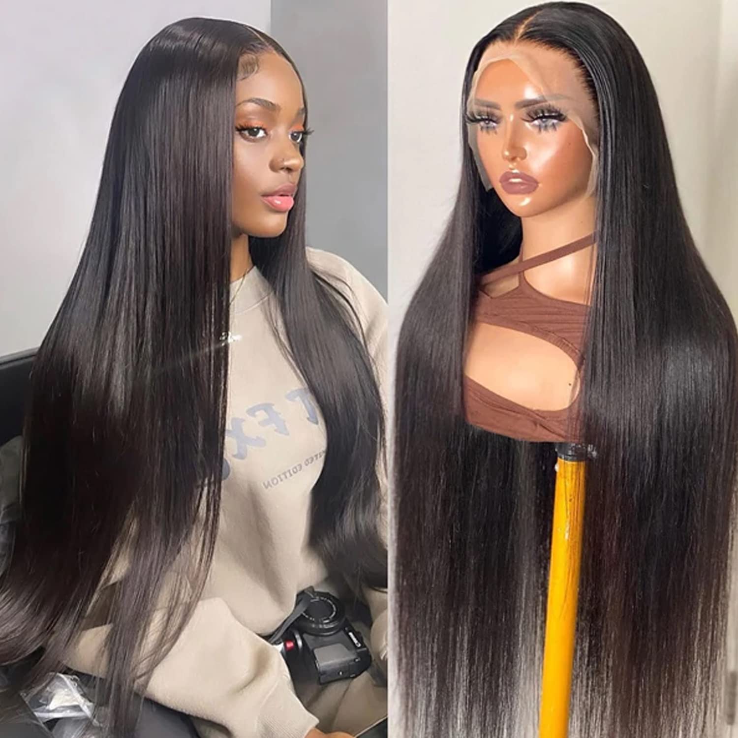 DULOVE Lace Front Wigs Human Hair 13x4 Straight HD Transparent Lace Front Wigs for Women Human Hair Pre Plucked With Baby Hair 200 Density Glueless Natural Color 24 inch