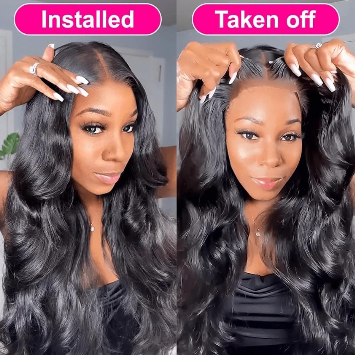 bunGiol 5x5 Glueless Wigs Human Hair Pre Plucked Pre Cut 24 Inch Body Wave Lace Front Wigs Human Hair 180% Put on And Go Glueless Wig For Black Women - Image 4