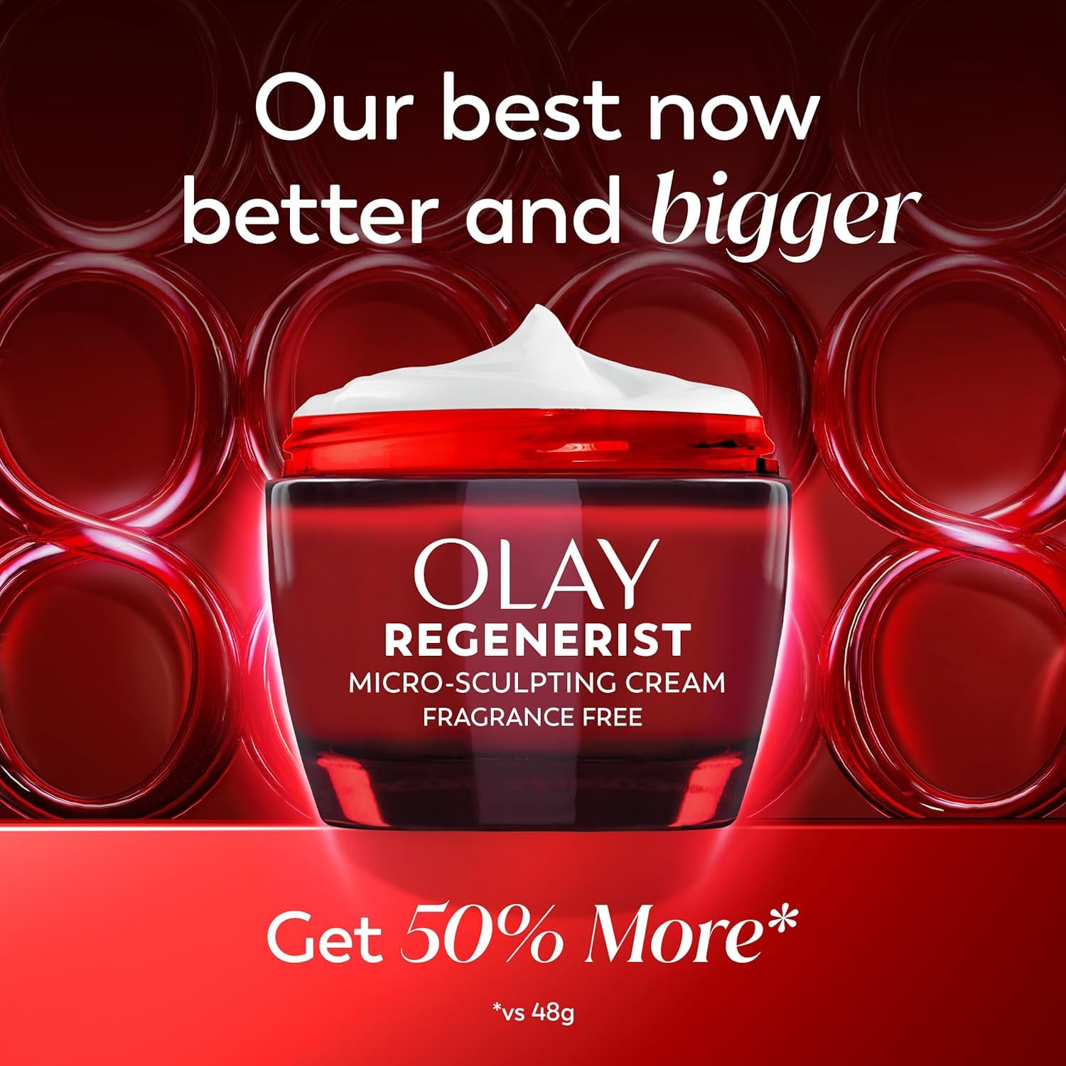 Olay Face Moisturizer, Regenerist Micro-Sculpting Cream for Women, Fragrance-Free - Anti-Aging, Anti-Wrinkle, Firming Skin Care - Triple Collagen Cream, Peptide, Hyaluronic Acid, Niacinamide, 2.6oz - Image 2
