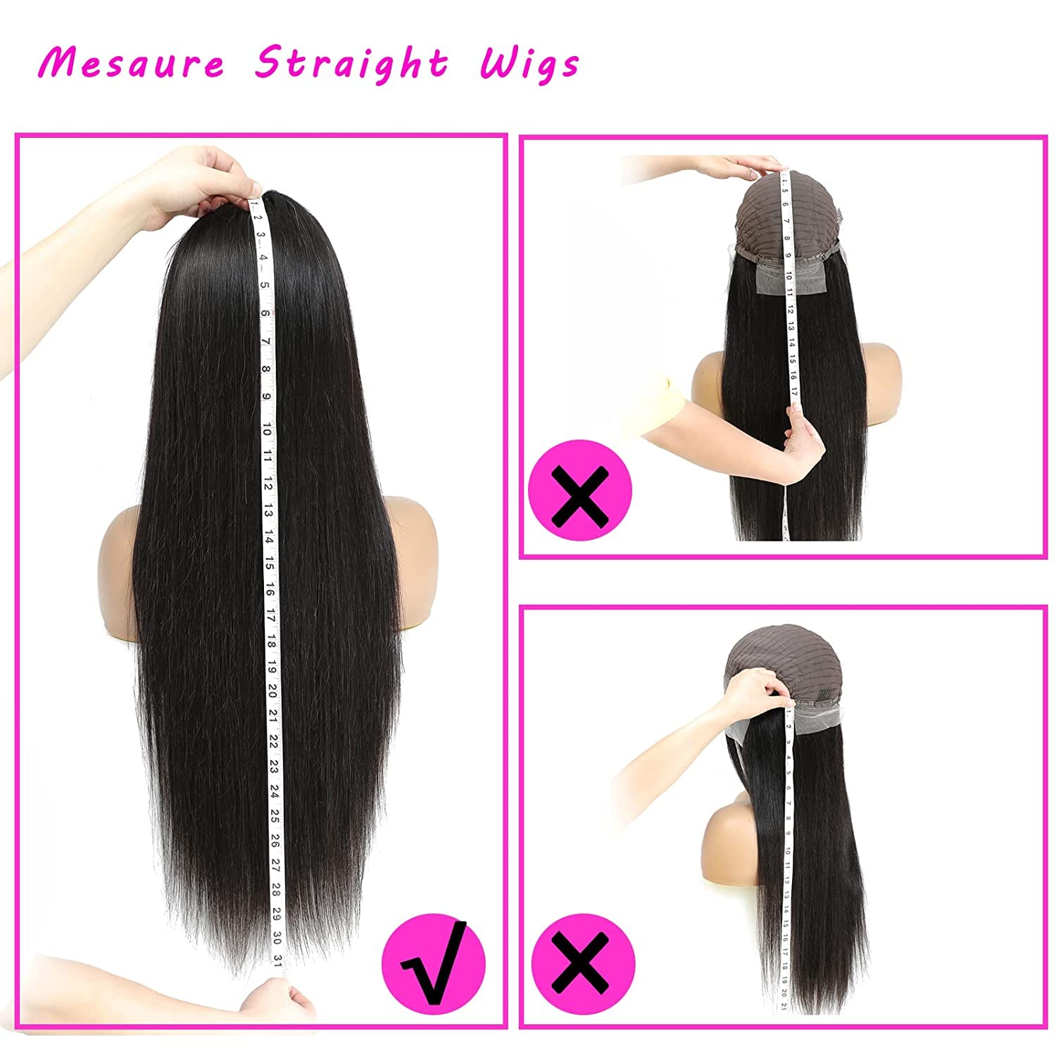 TTSMINS 13x6 Lace Front Wigs Human Hair for Women 180 Density HD Transparent 28 Inch Straight Lace Front Wigs Human Hair Pre Plucked Glueless Lace Frontal Wigs Natural Black Color - Image 8