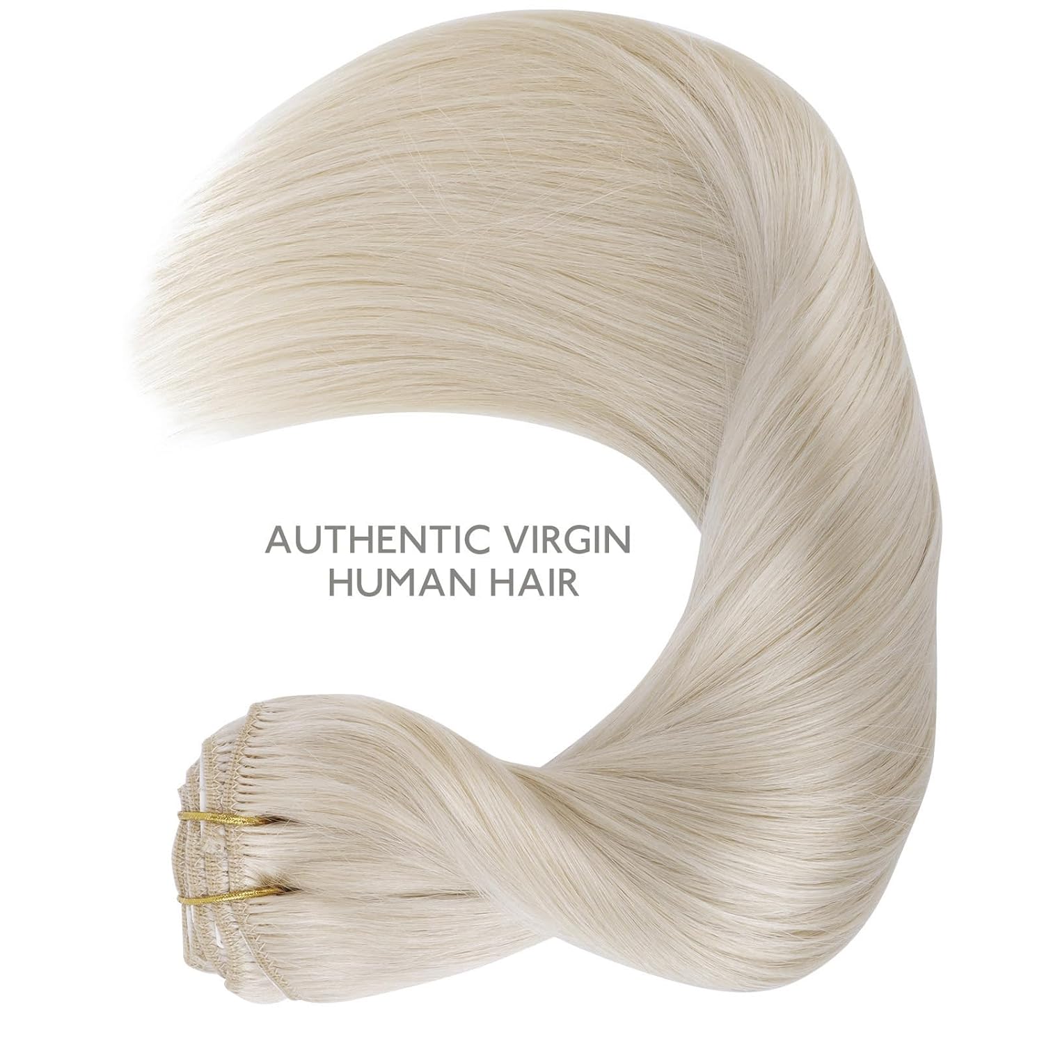 WENNALIFE Clip in Hair Extensions Real Human Hair, 18 Inch 120g 7pcs Platinum Blonde Human Hair Remy Clip in Hair Extensions Real Human Hair Double Weft - Image 5