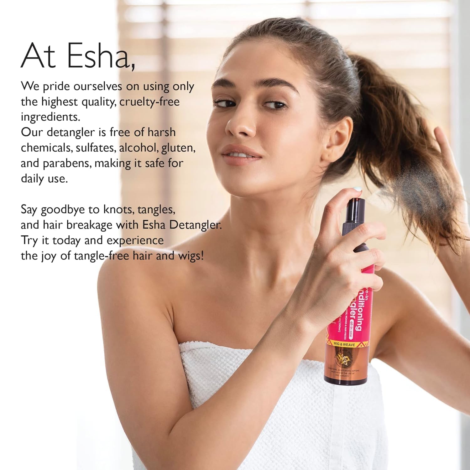 Esha Girl Wig & Weave Leave-In Conditioner & Detangler Spray – Human Hair & Synthetic Wigs, Weaves, Extensions & Braids I Moisturizes, Softens & Revives I Pineapple Scent, Sulfate-Free, 4 fl oz - Image 6