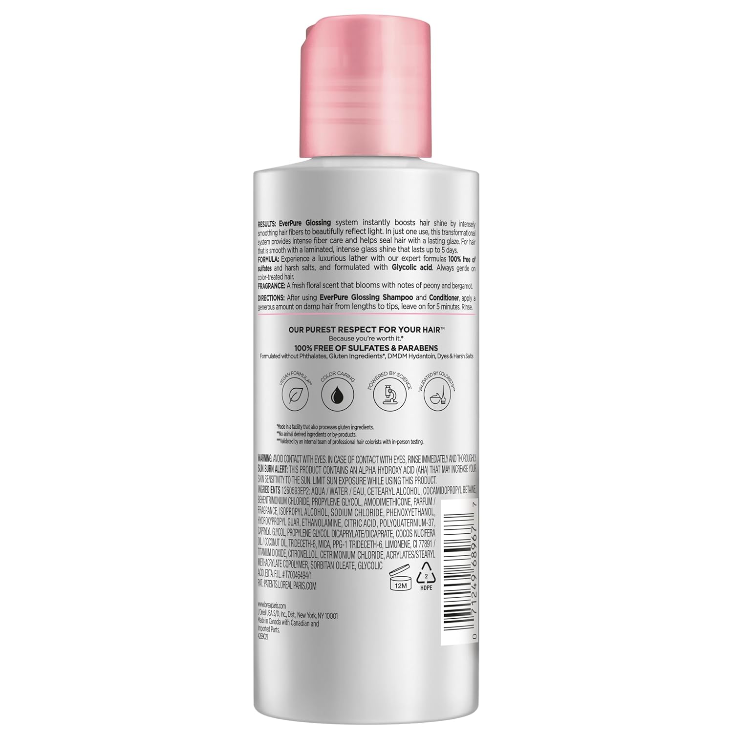 L'Oreal Paris Sulfate Free Glossing Lamination Hair Mask, 5-Minute Rinse-Off Hair Treatment with Glycolic Acid for Glass Shine, Smoothness & Soft Feel, Color Caring, EverPure, 5.1 Fl Oz - Image 11