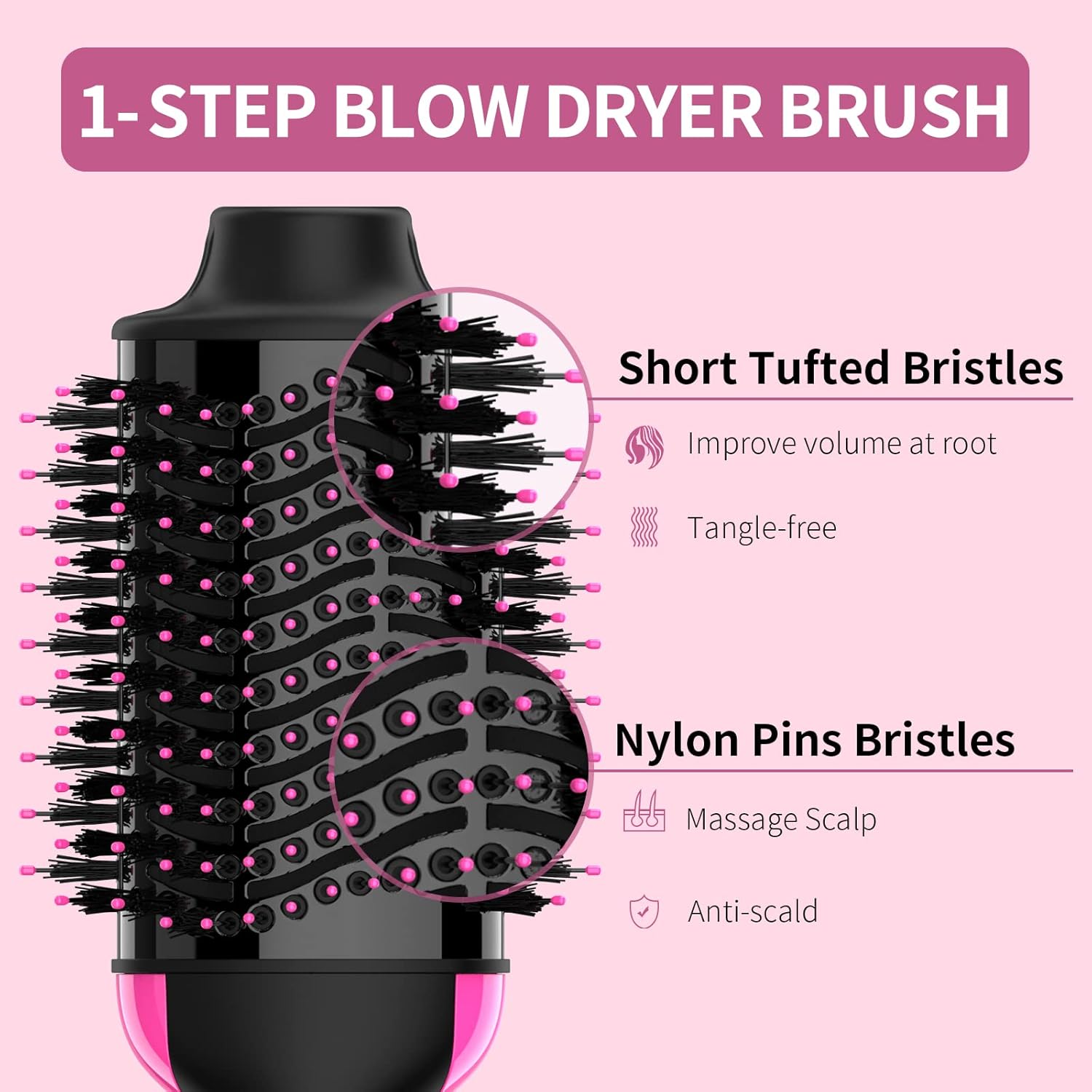 Hair Dryer Brush Blow Dryer Brush in One, Upgraded 4 in 1 Hair Dryer and Styler Volumizer with Negative Ion Anti-frizz Ceramic Titanium Barrel Hot Air Hair Straightener Brush - Image 6