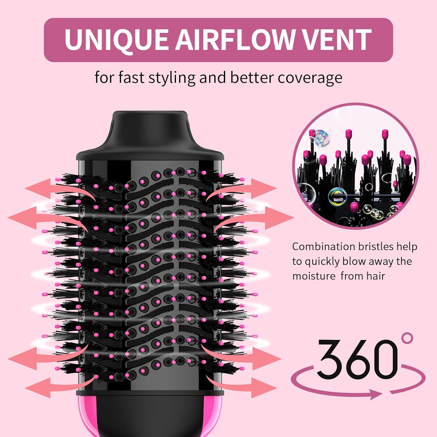 Hair Dryer Brush Blow Dryer Brush in One, Upgraded 4 in 1 Hair Dryer and Styler Volumizer with Negative Ion Anti-frizz Ceramic Titanium Barrel Hot Air Hair Straightener Brush - Image 3