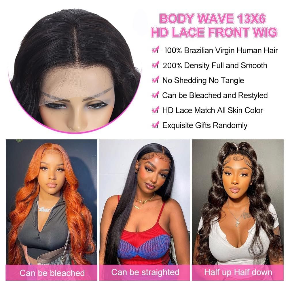 30Inch 13X6 Lace Front Wigs Human Hair Body Wave 200% Density HD Transparent Lace Frontal Wigs Body Wave Pre Plucked Glueless Wigs Human Hair for Women With Baby Hair - Image 6