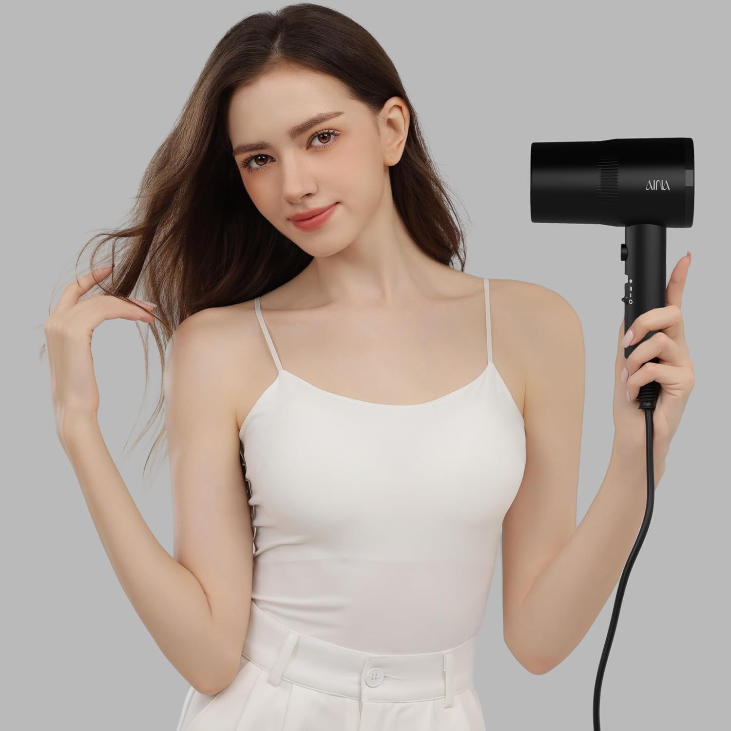 AINA Hair Dryer with Diffuser, Blow Dryer for Women | Advanced Ionic Technology, Ceramic Coating | Cold Shot Features Turbo Heat for Fast Drying and Shine 110V/ALCI (Vader Black) - Image 6